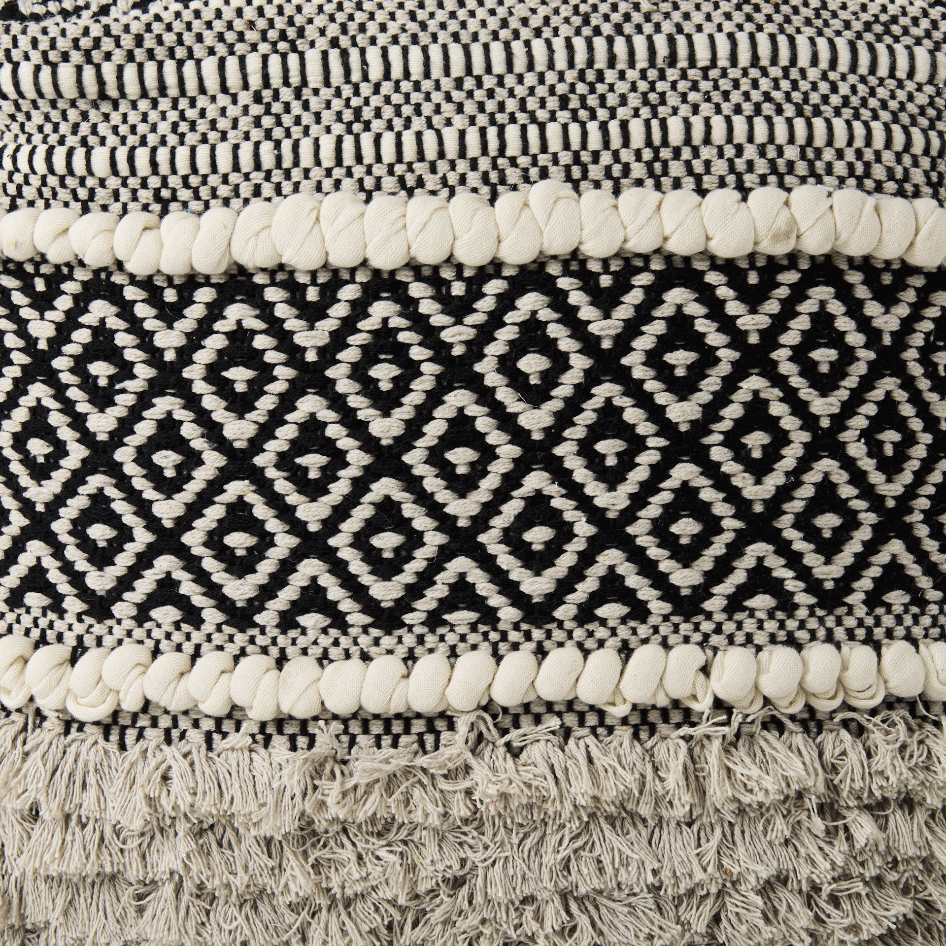 darika 16.0l x 16.0w x 16.0h black/white/gray cotton pouf