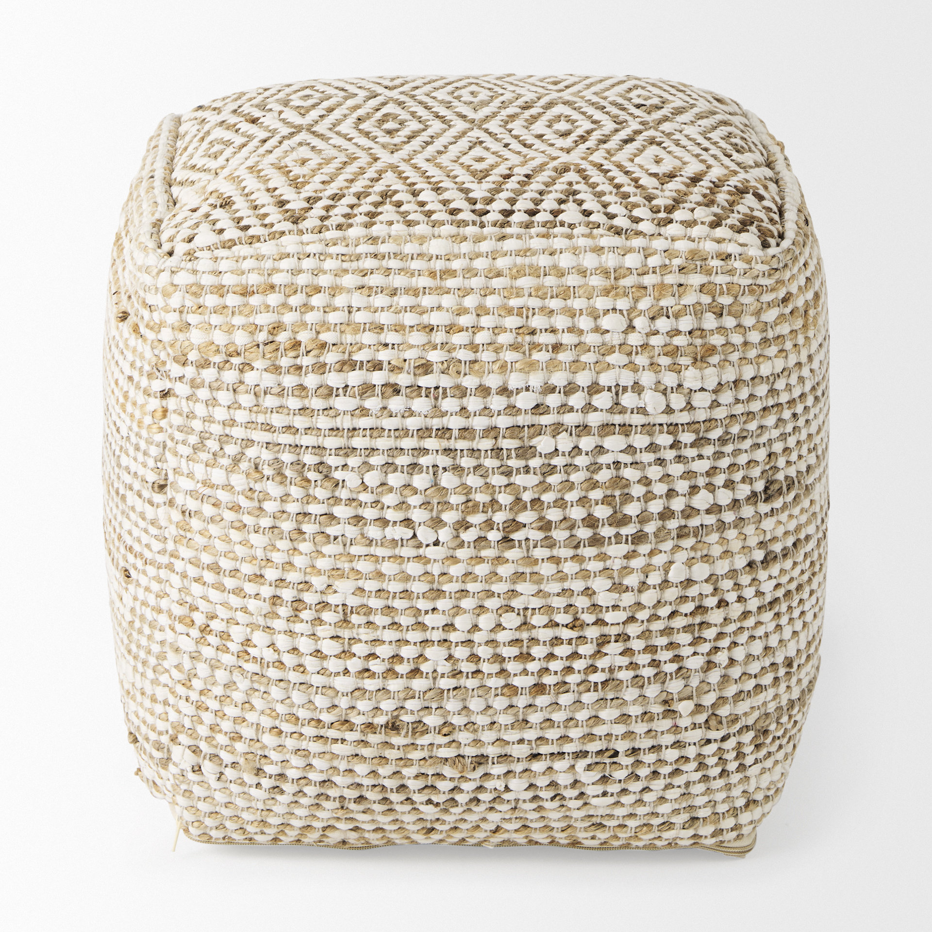 ekani 16.0l x 16.0w x 16.0h cream/beige cotton pouf