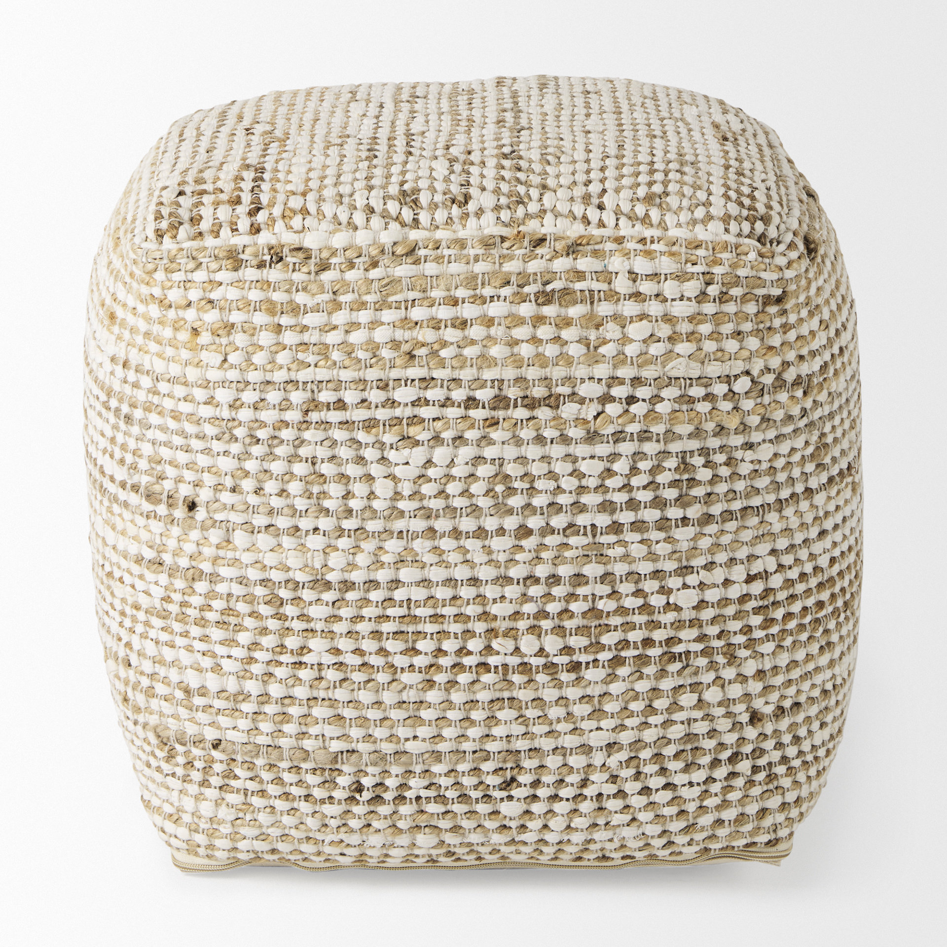 ekani 16.0l x 16.0w x 16.0h cream/beige cotton pouf