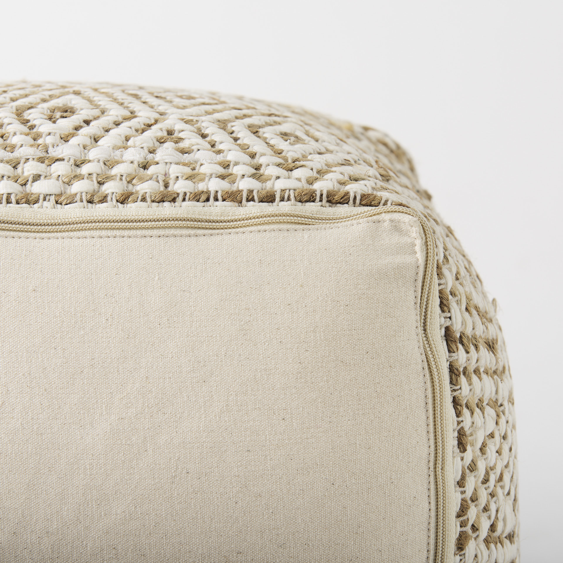 ekani 16.0l x 16.0w x 16.0h cream/beige cotton pouf
