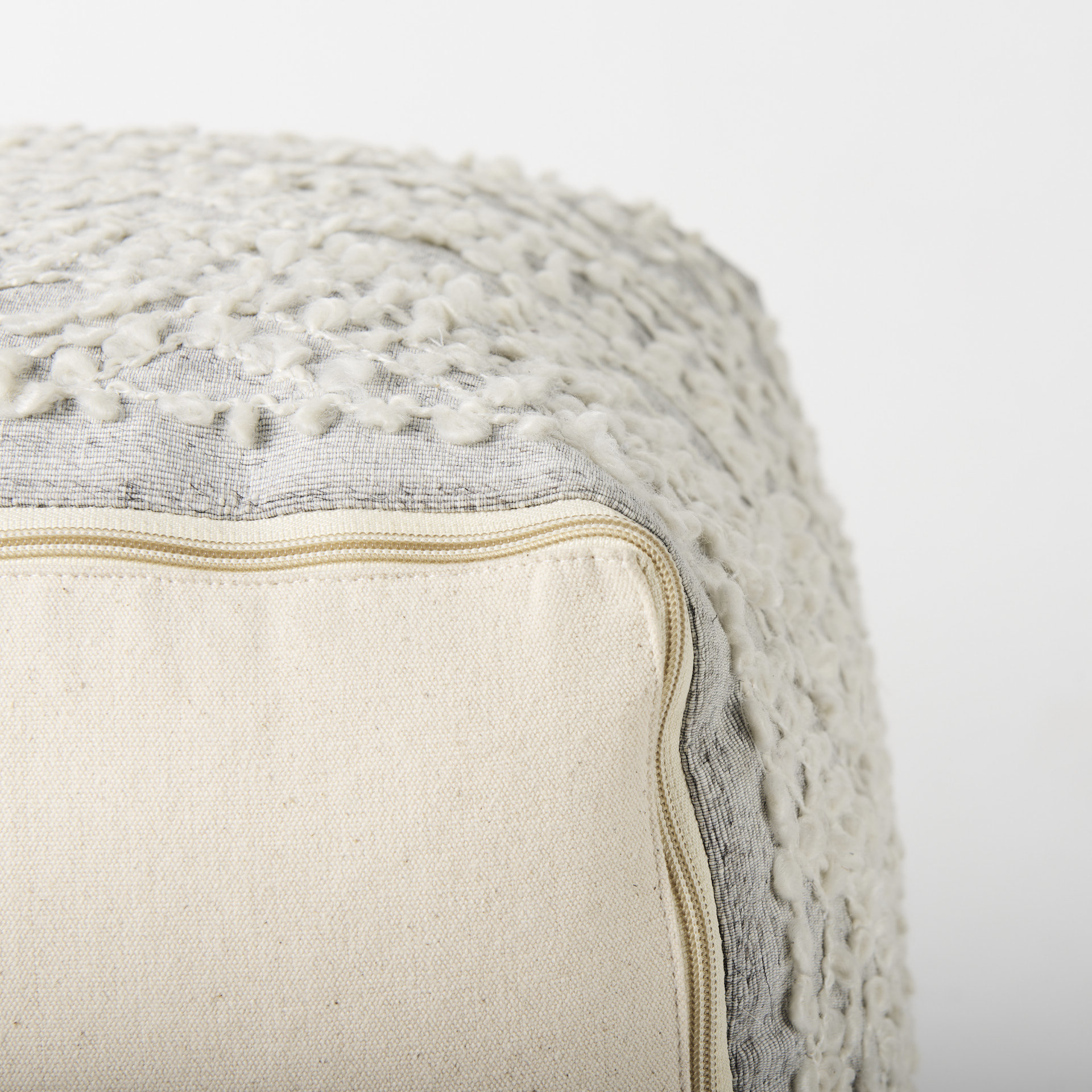 farida 6.0l x 16.0w x 16.0h light gray wool and polyester patterned pouf