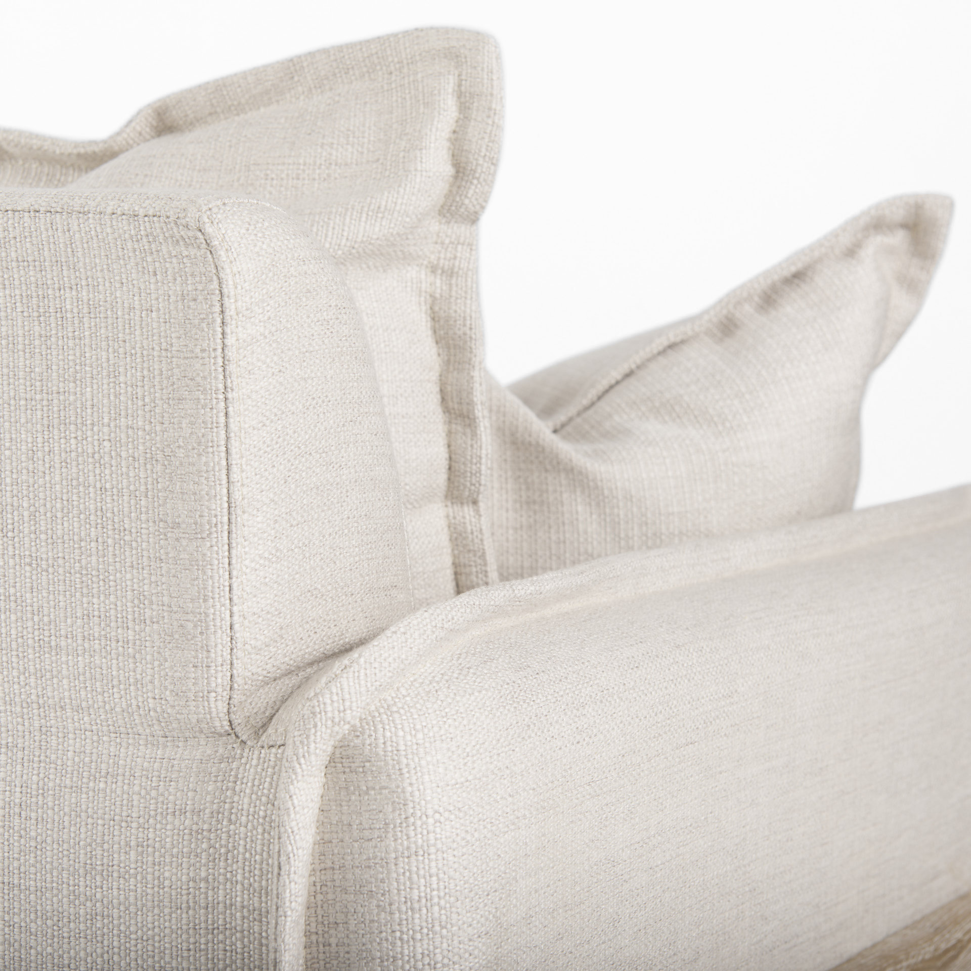 roy ii beige upholstered and brown wood frame arm chair