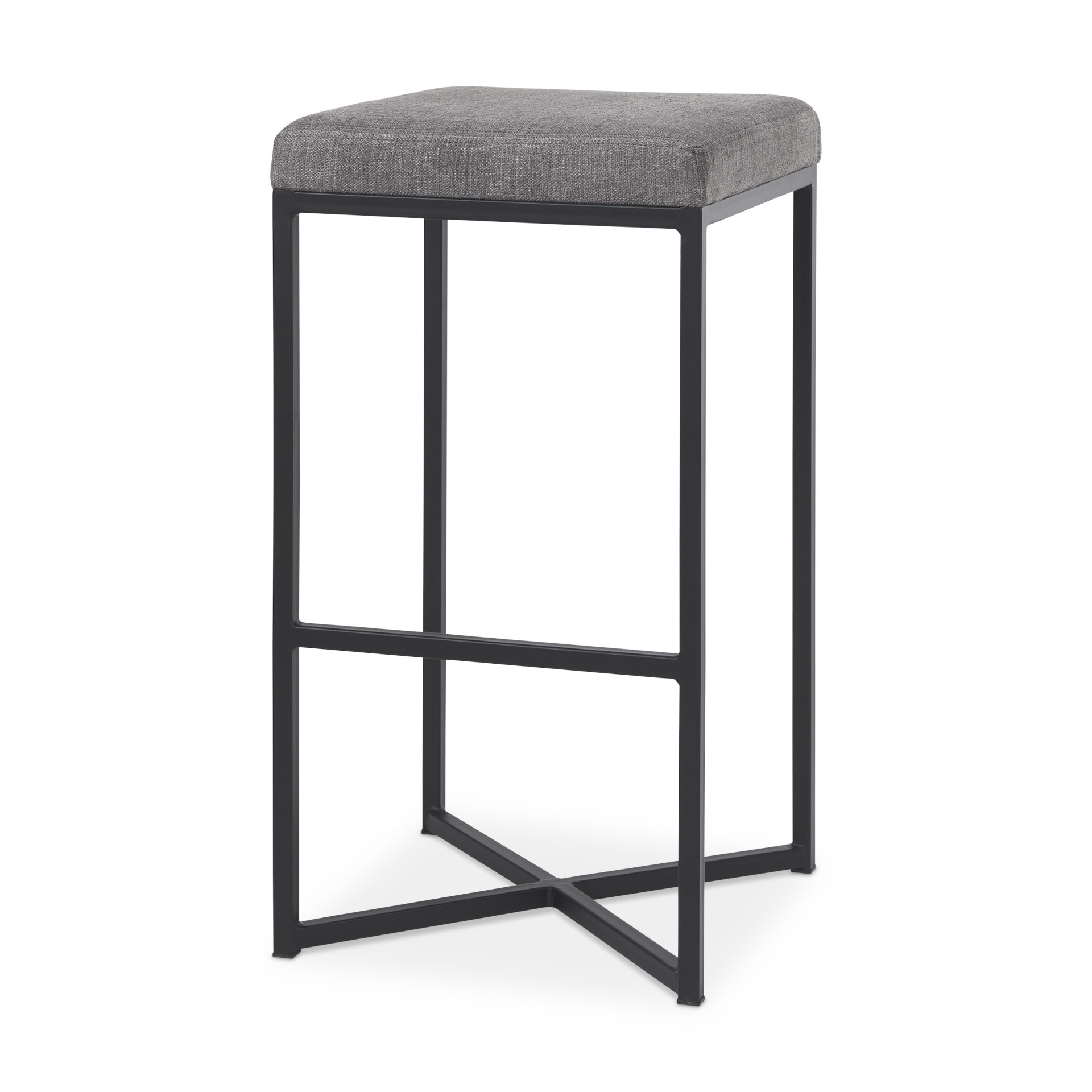 frodo 16.5l x 16.5w x 29.75h gray fabric seat w/black iron frame bar stool