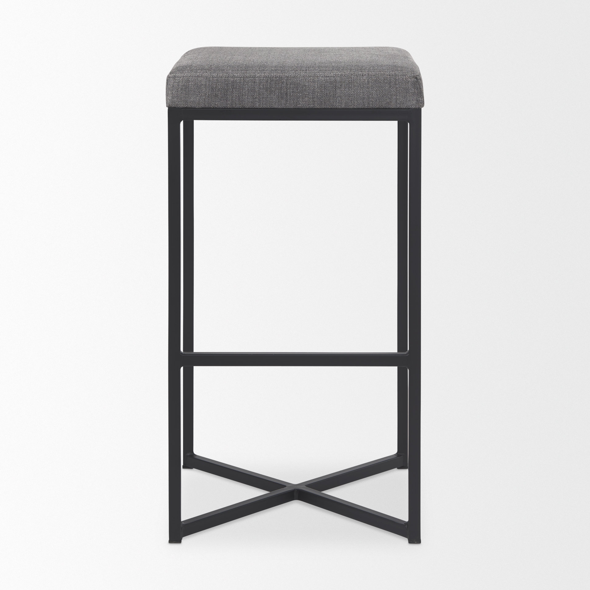 frodo 16.5l x 16.5w x 29.75h gray fabric seat w/black iron frame bar stool