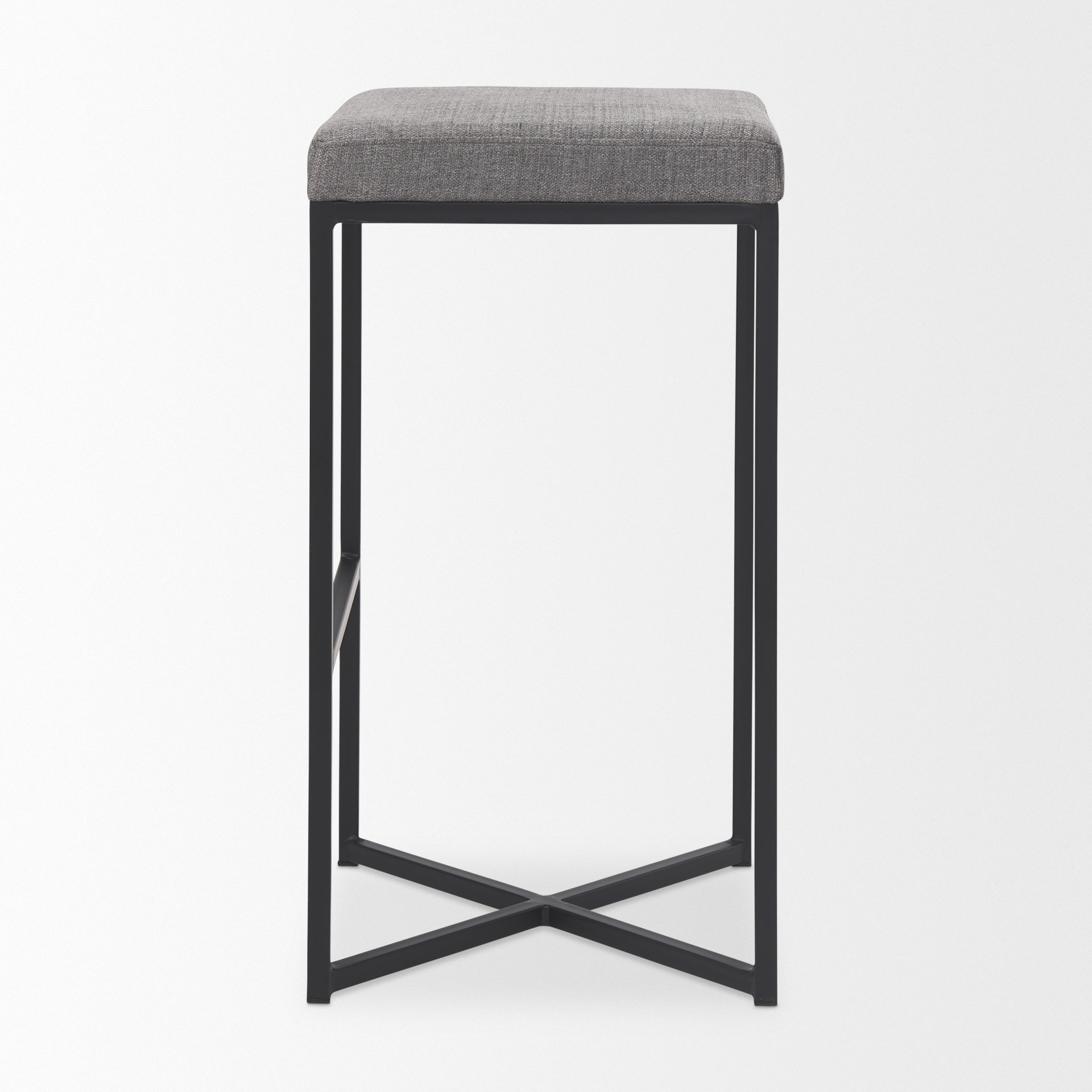 frodo 16.5l x 16.5w x 29.75h gray fabric seat w/black iron frame bar stool