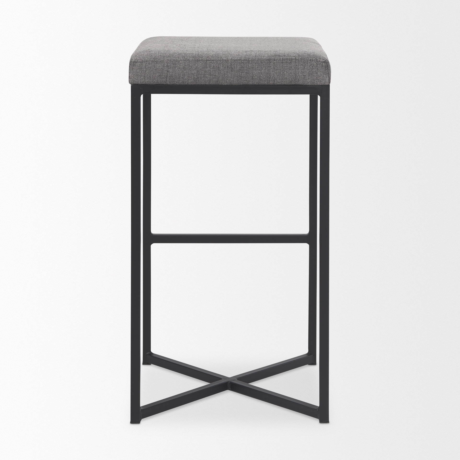 frodo 16.5l x 16.5w x 29.75h gray fabric seat w/black iron frame bar stool