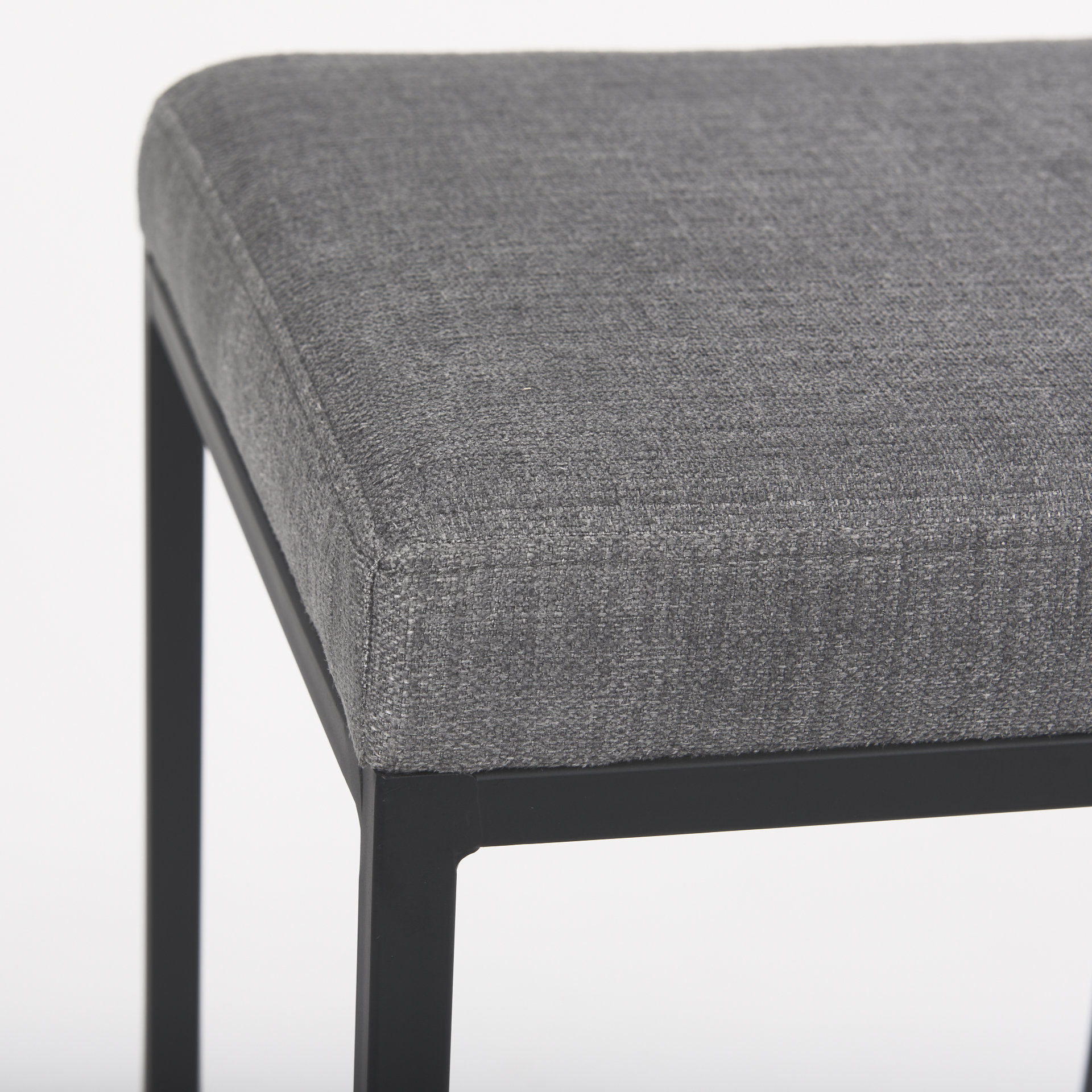 frodo 16.5l x 16.5w x 29.75h gray fabric seat w/black iron frame bar stool