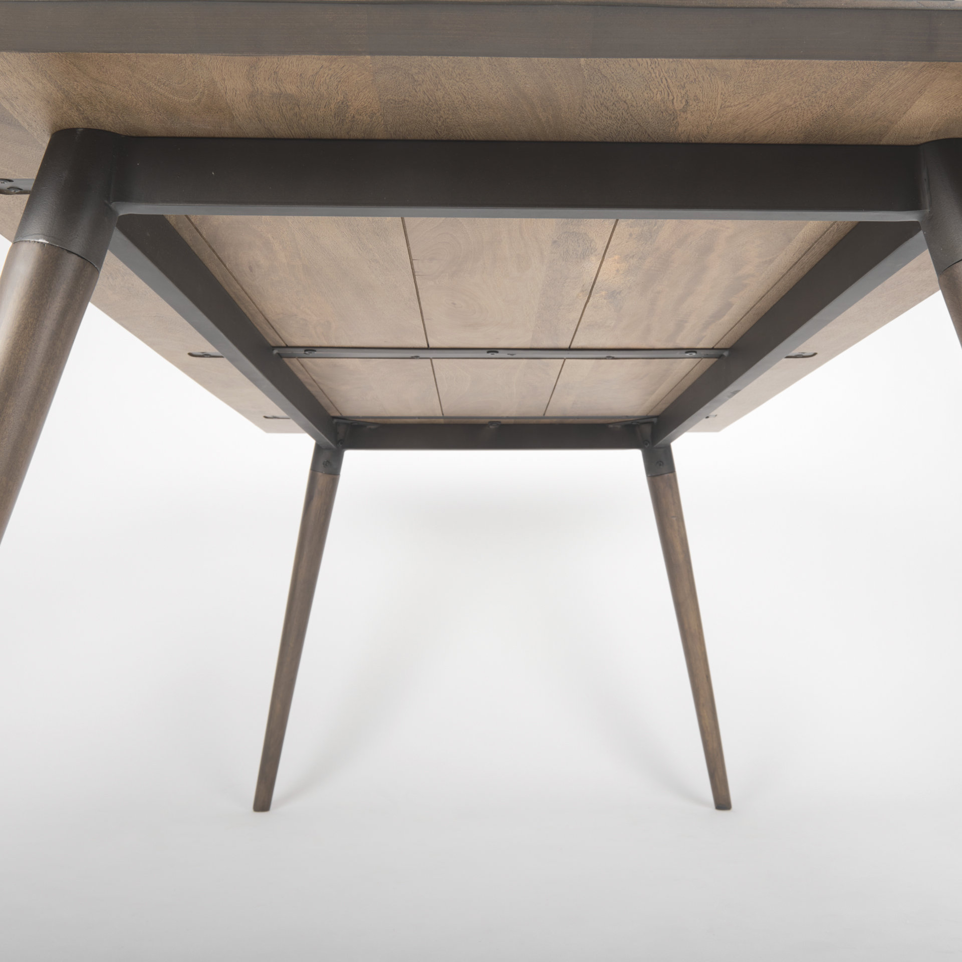 nicholas ii 72x39 brown solid wood top metal/wood leg dining table