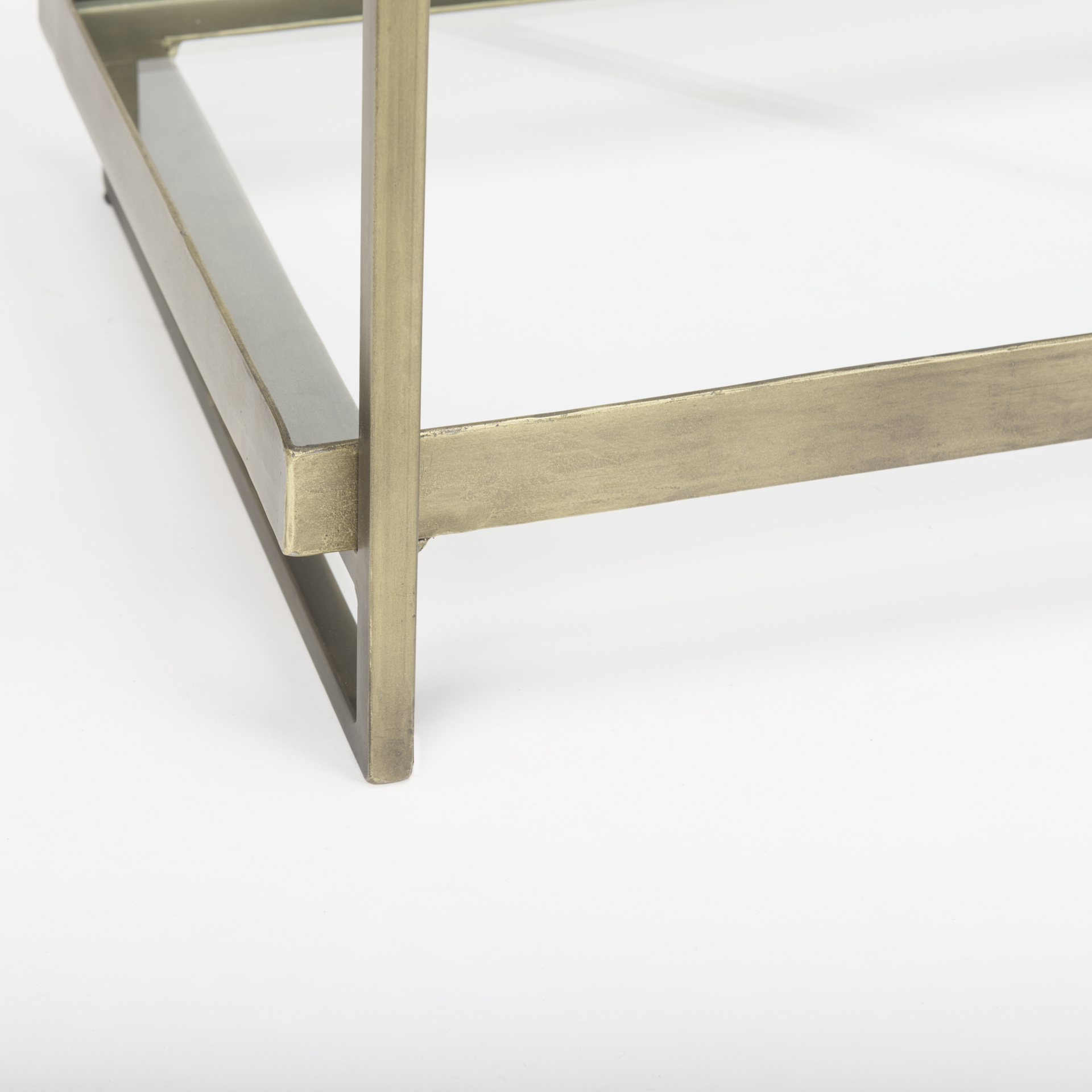 trey 72.0l x 16.0w x 30.0h gold metal w/glass console table