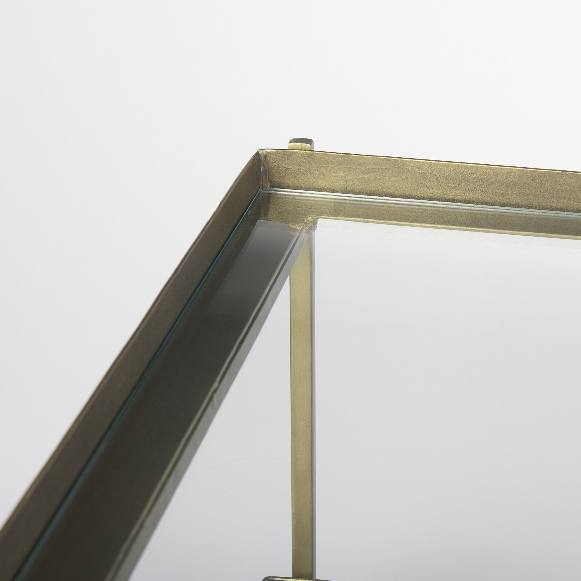 trey 56.0l x 32.0w x 17.0h gold metal w/glass coffee table