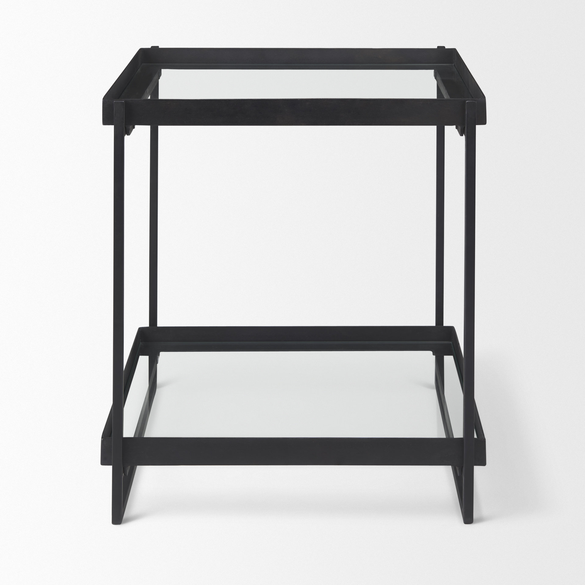 trey black metal w/glass accent table