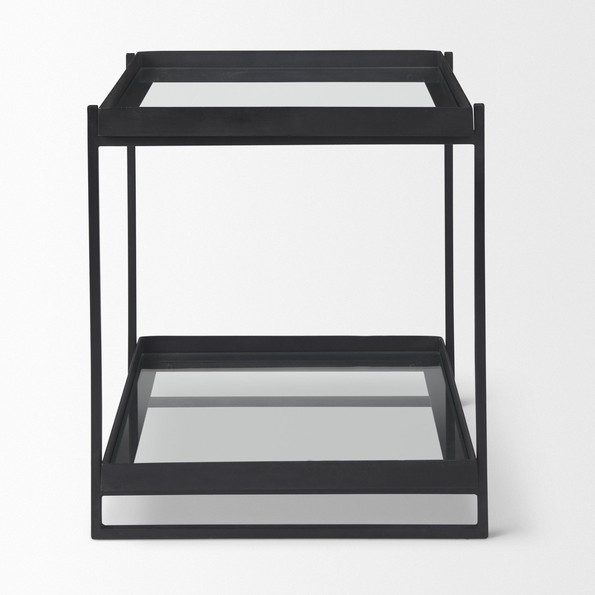 trey black metal w/glass accent table