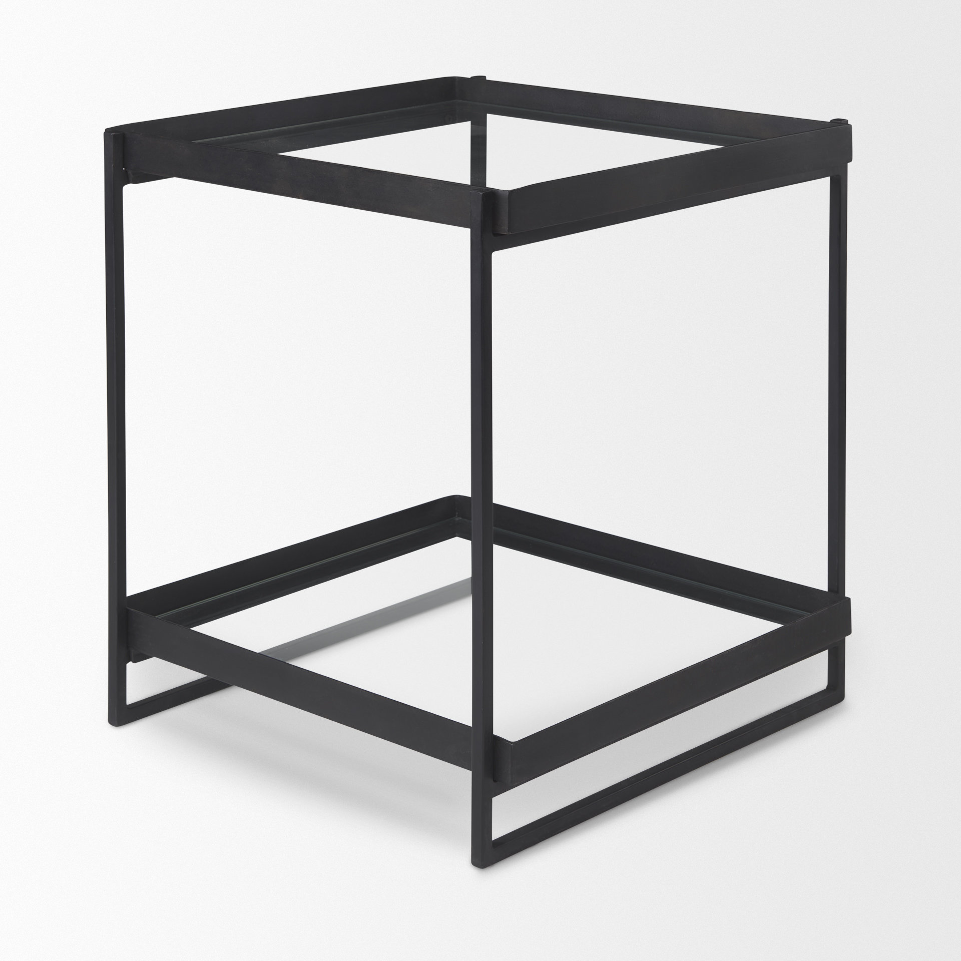 trey black metal w/glass accent table