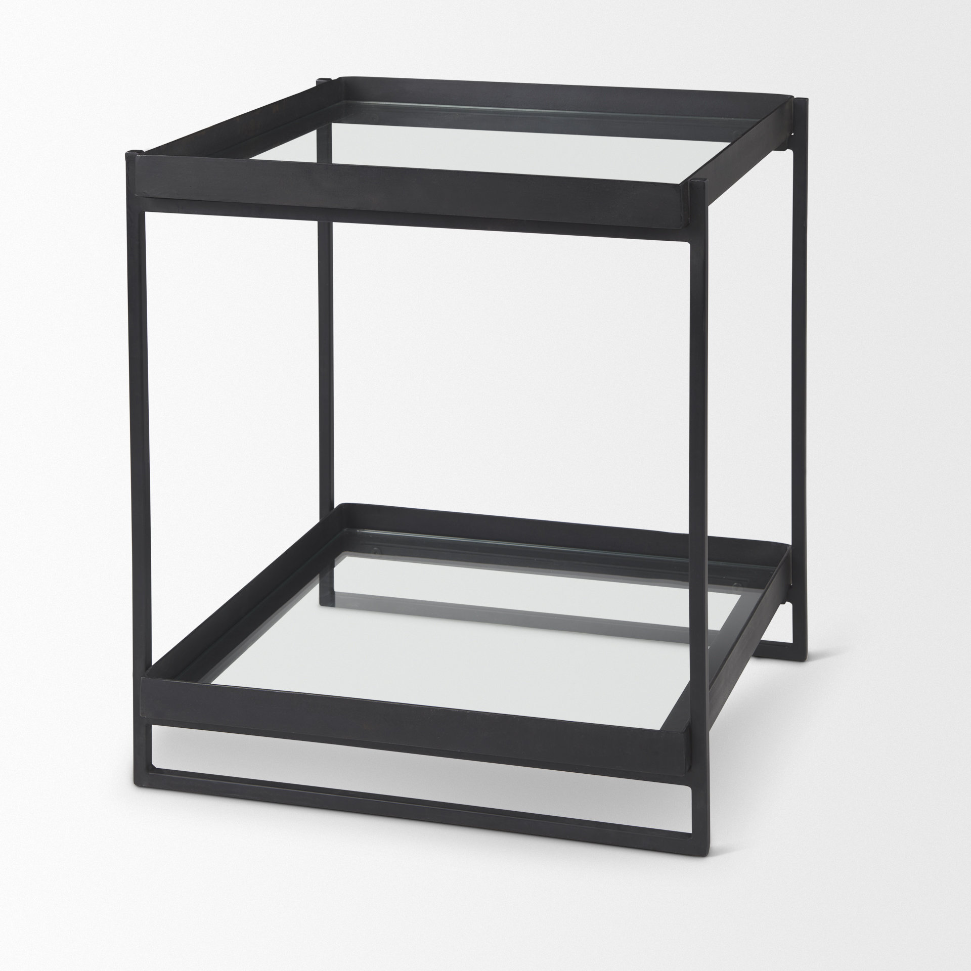 trey black metal w/glass accent table