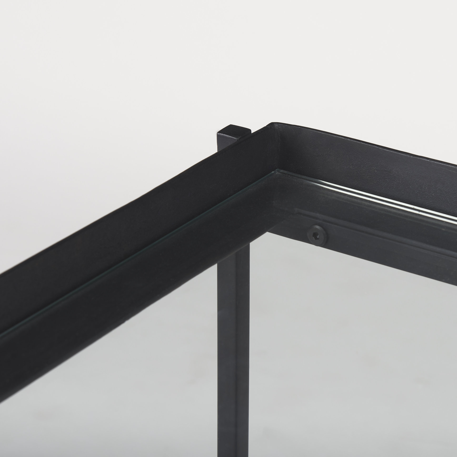trey black metal w/glass accent table
