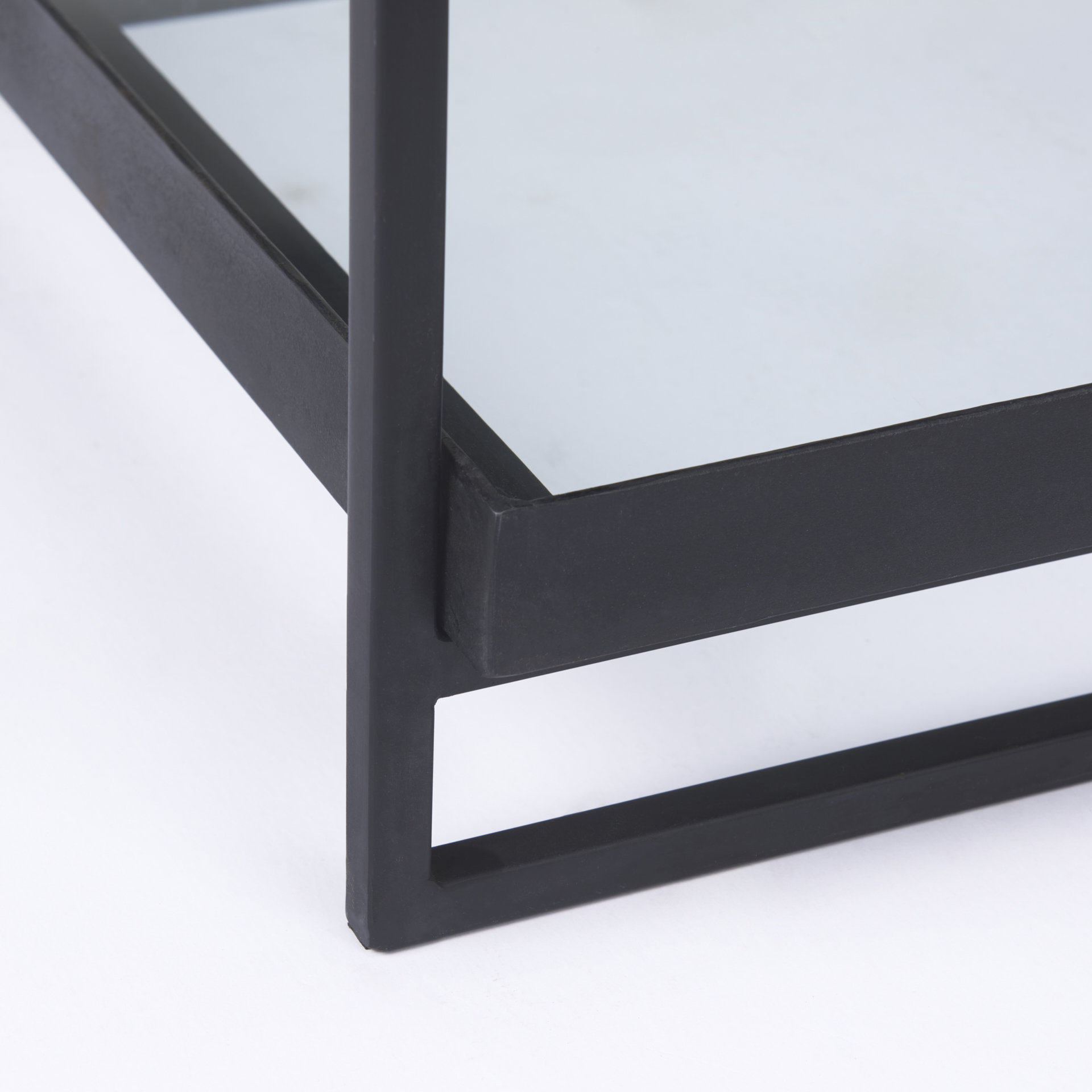 trey black metal w/glass accent table