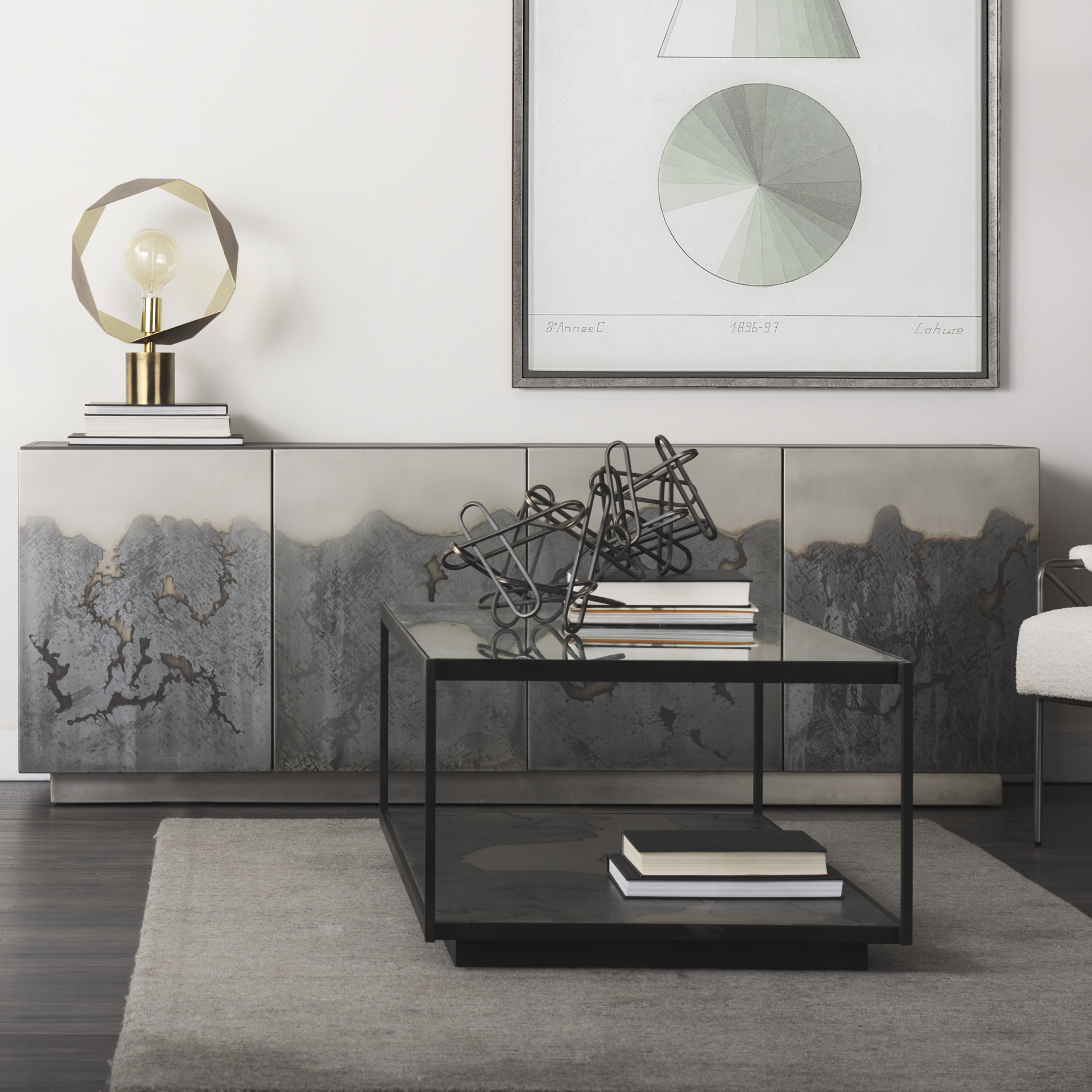 roxdale 82.0l x 18.0w x 29.0h acid wash metal sideboard