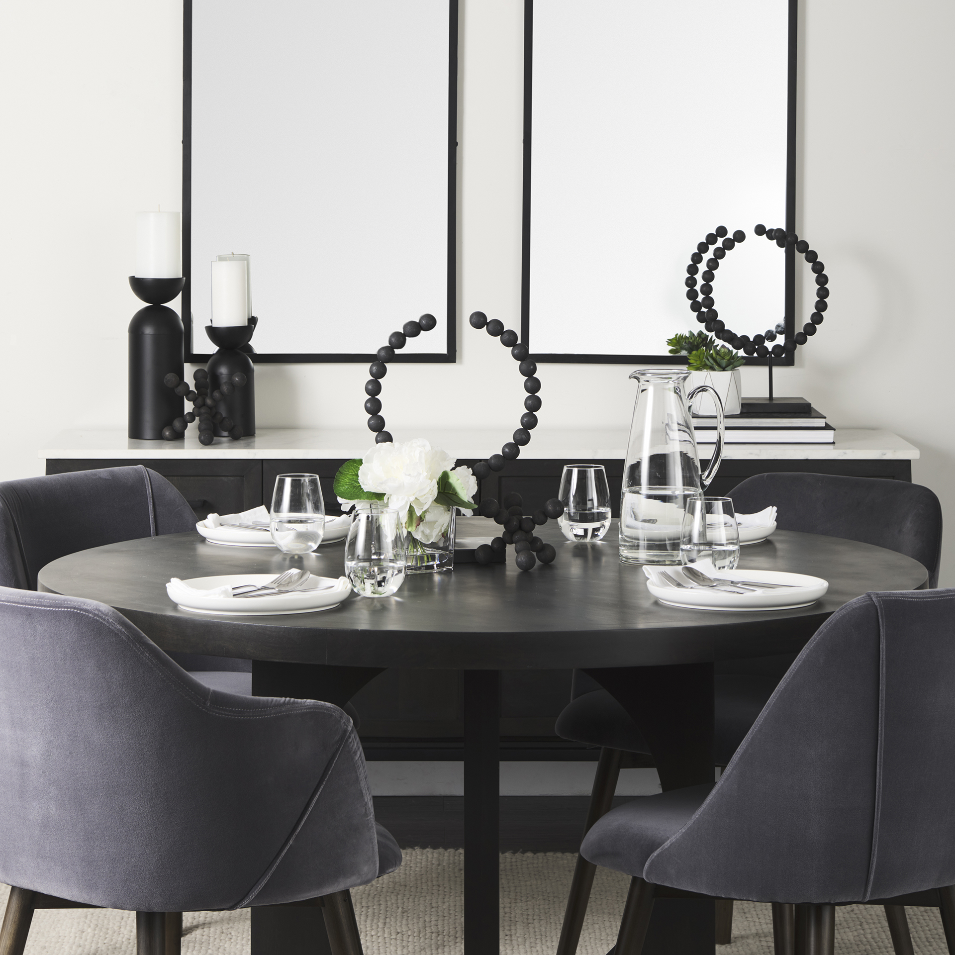 liesl 54.l x 54.0w x 30.0h black wood w/ circular top dining table