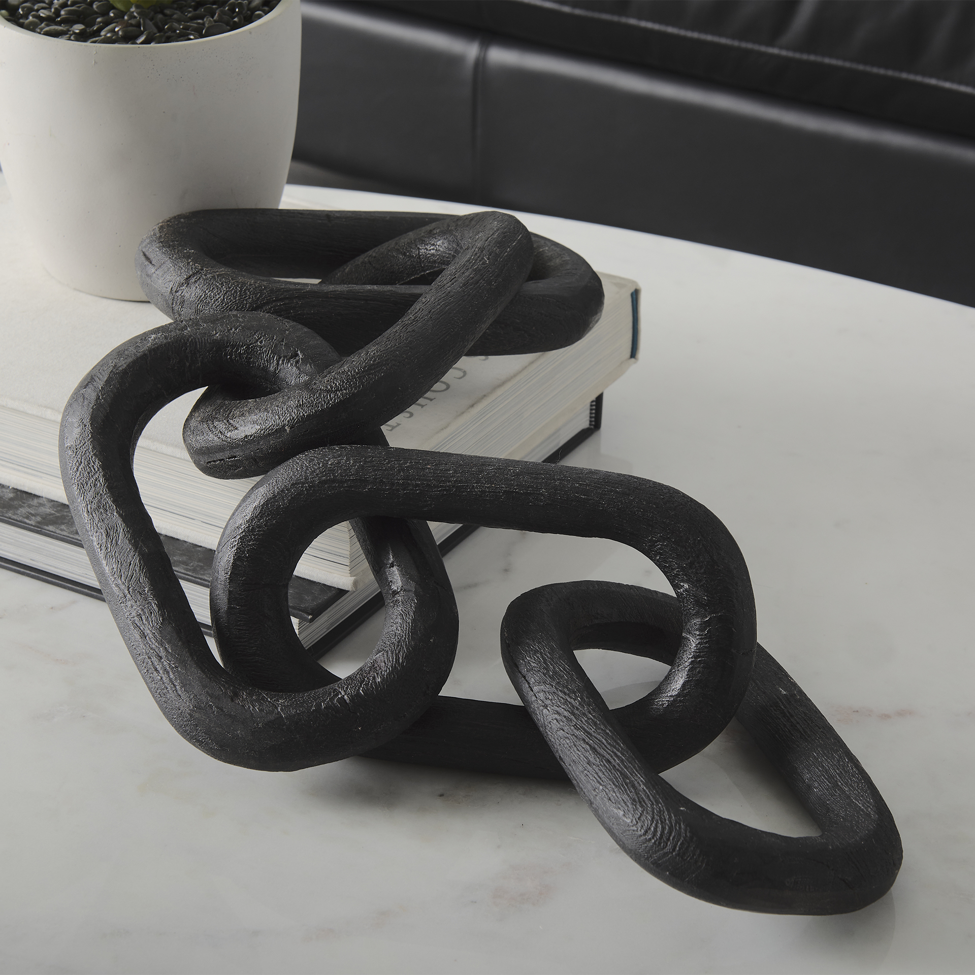 alix 29.0l x 5.0w x 5.0h black wood link chain decorative object