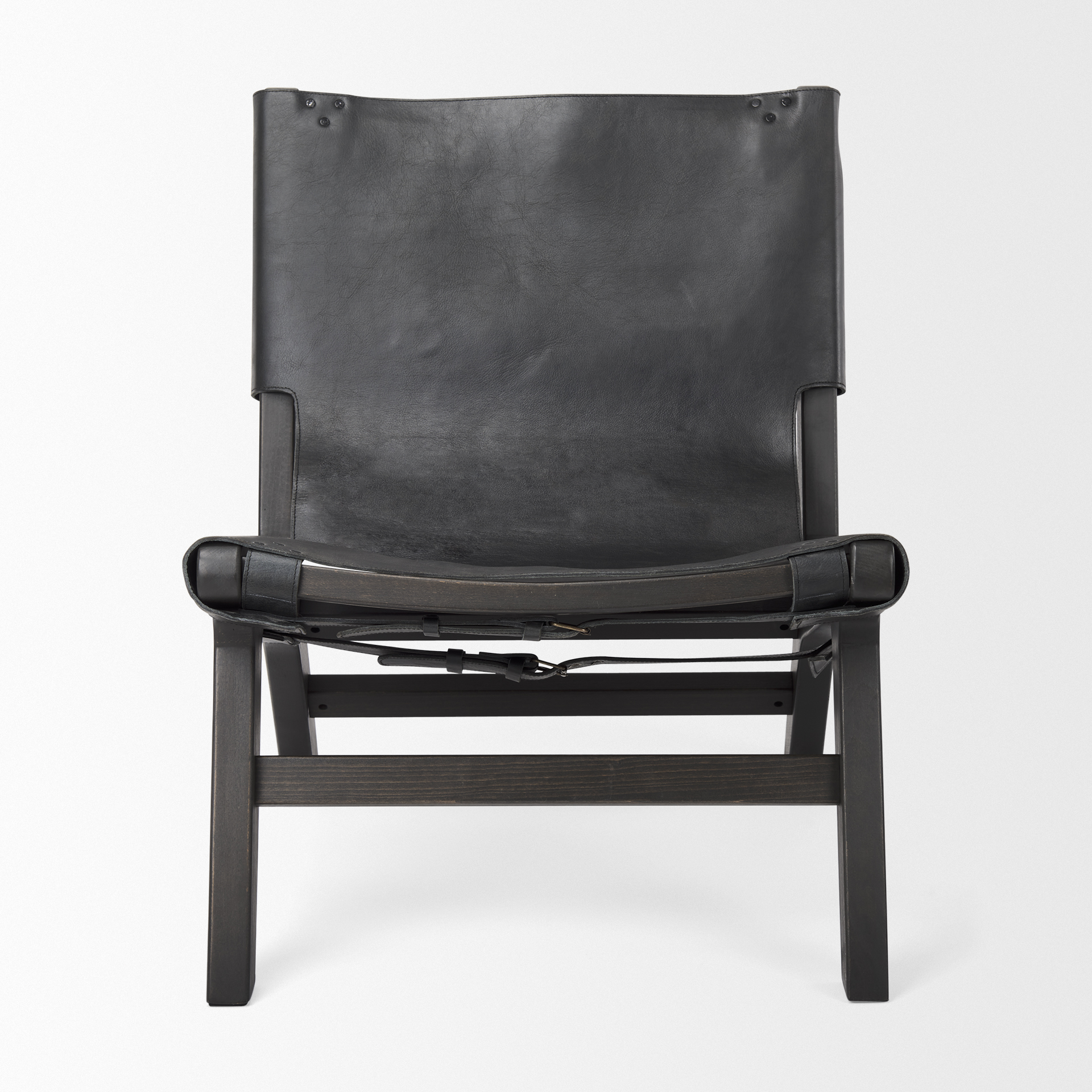 elodie 24.4l x 33.9w x 30.7h black leather w/black stain beech wood frame accent chair