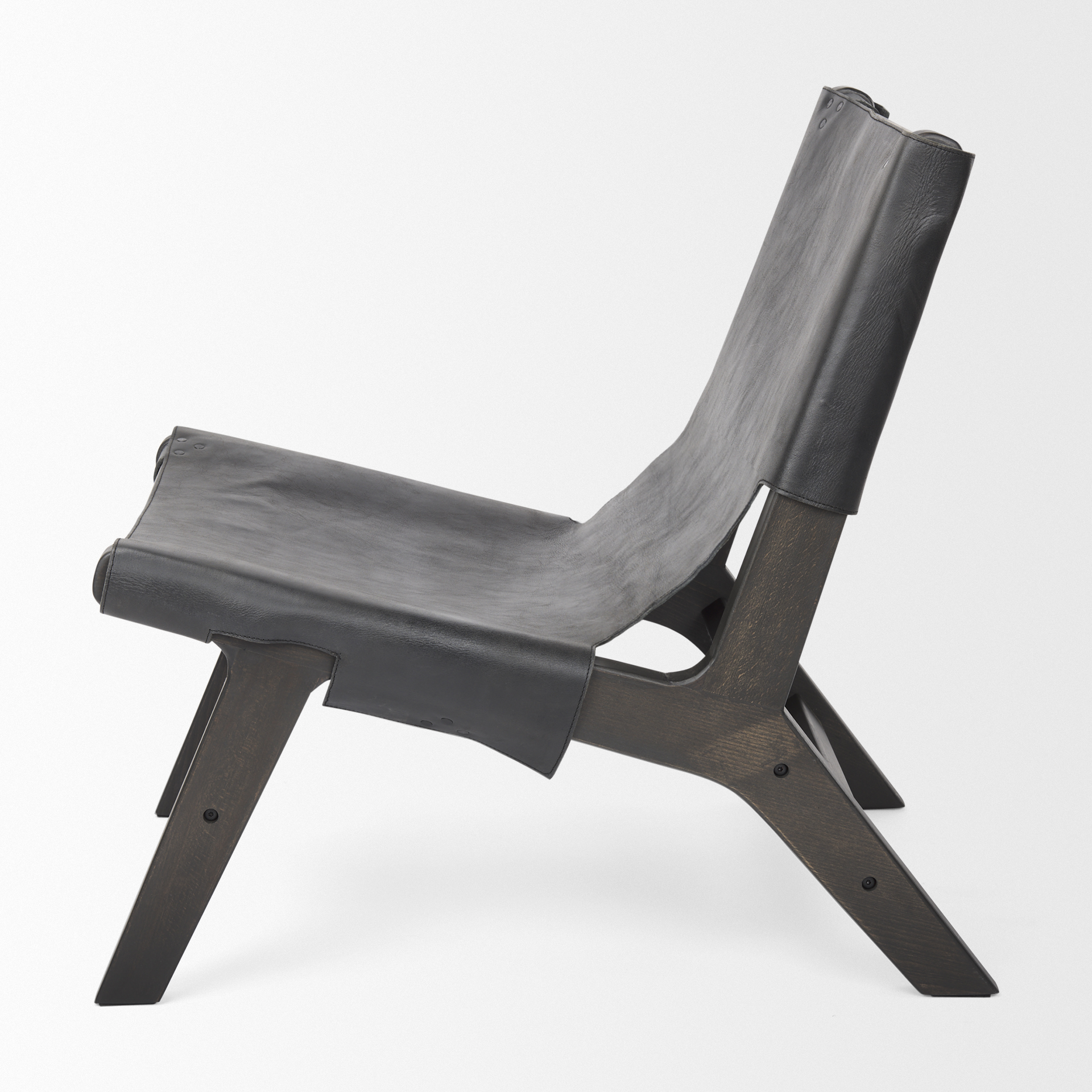 elodie 24.4l x 33.9w x 30.7h black leather w/black stain beech wood frame accent chair