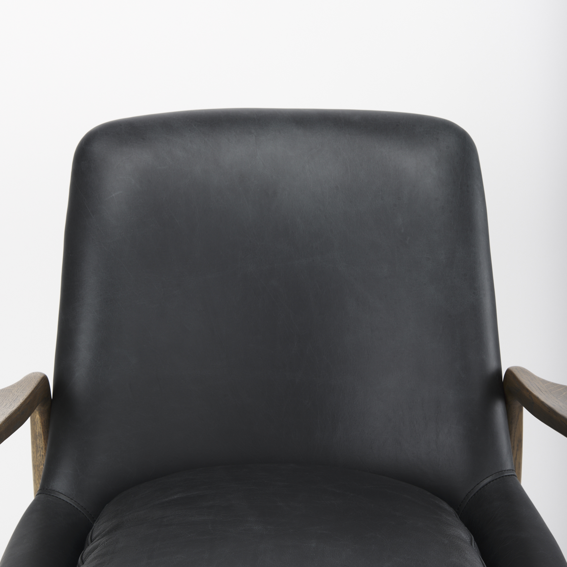 westan black genuine leather w/medium brown wood accent chair