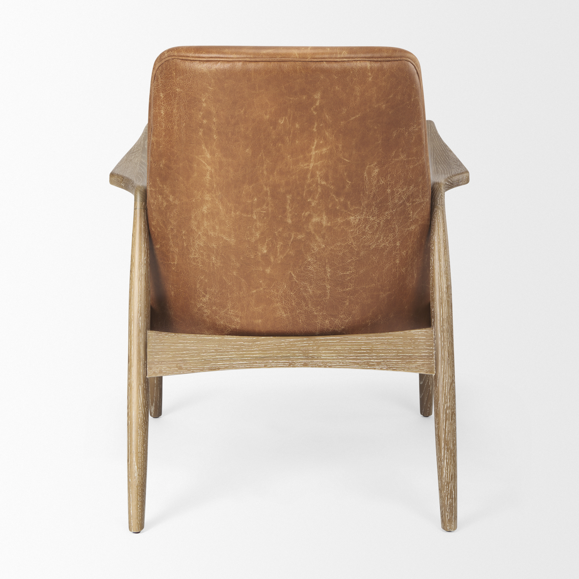 westan cognac faux leather w/medium brown wood accent chair