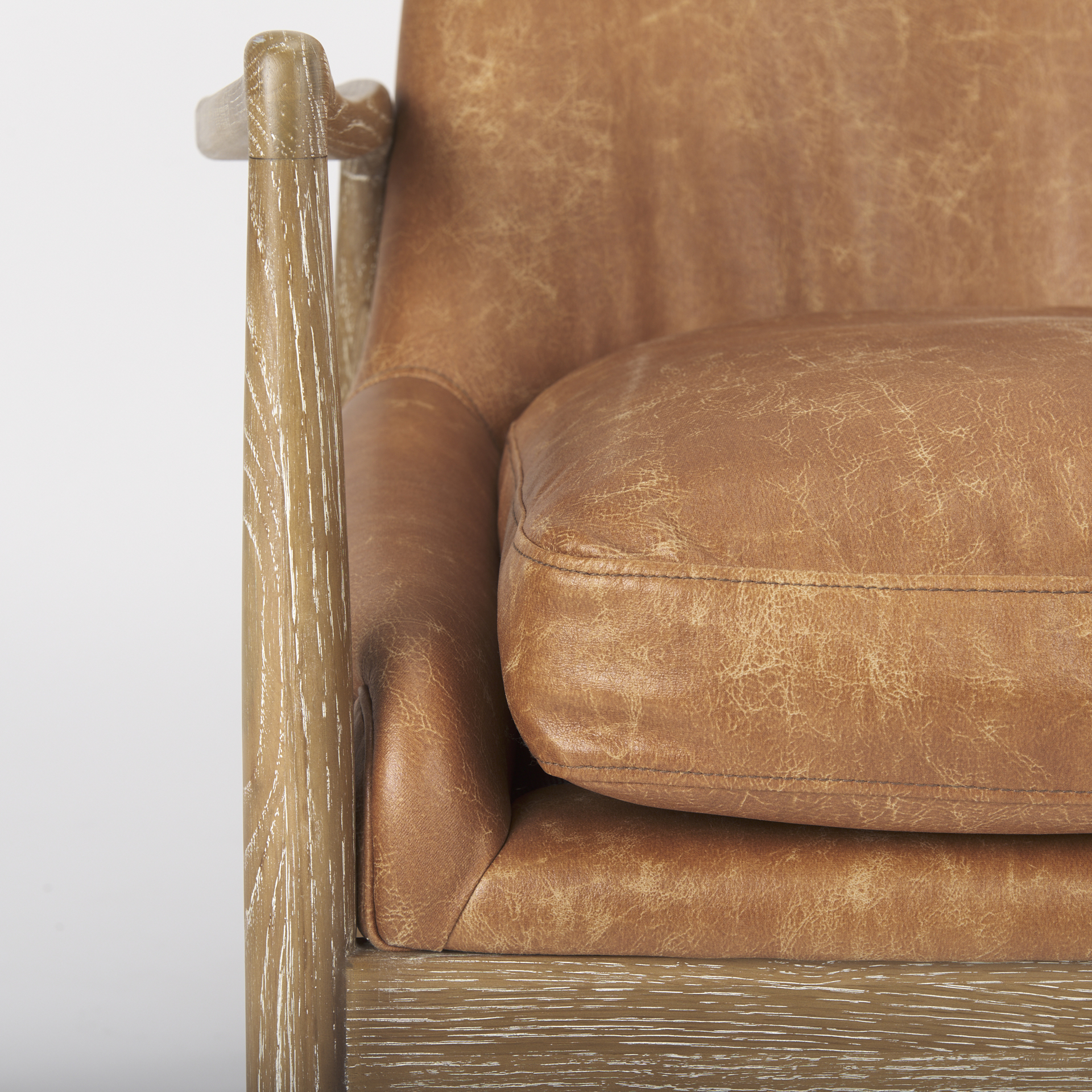 westan cognac faux leather w/medium brown wood accent chair