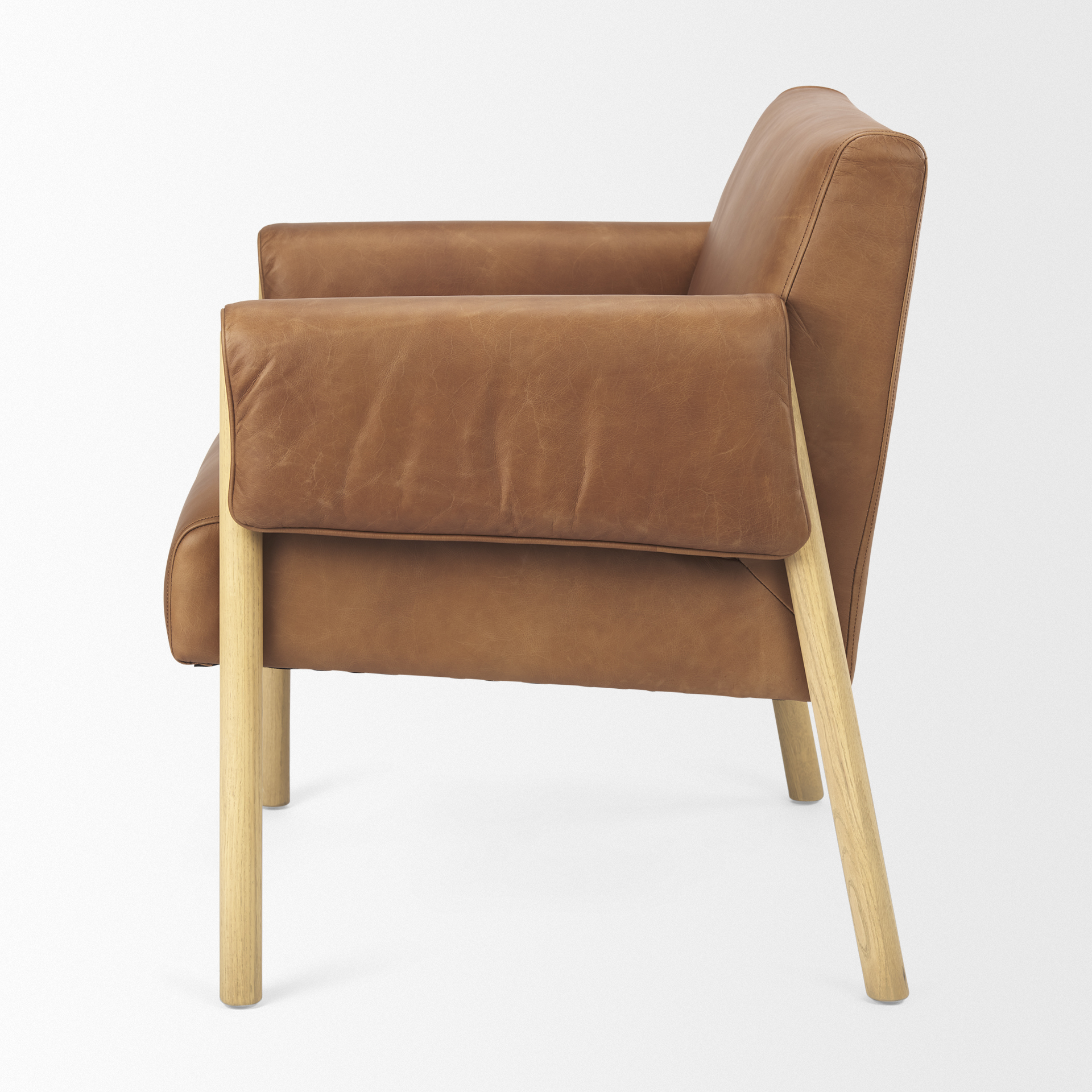 ashton brown leather w/ light wood accent chair
