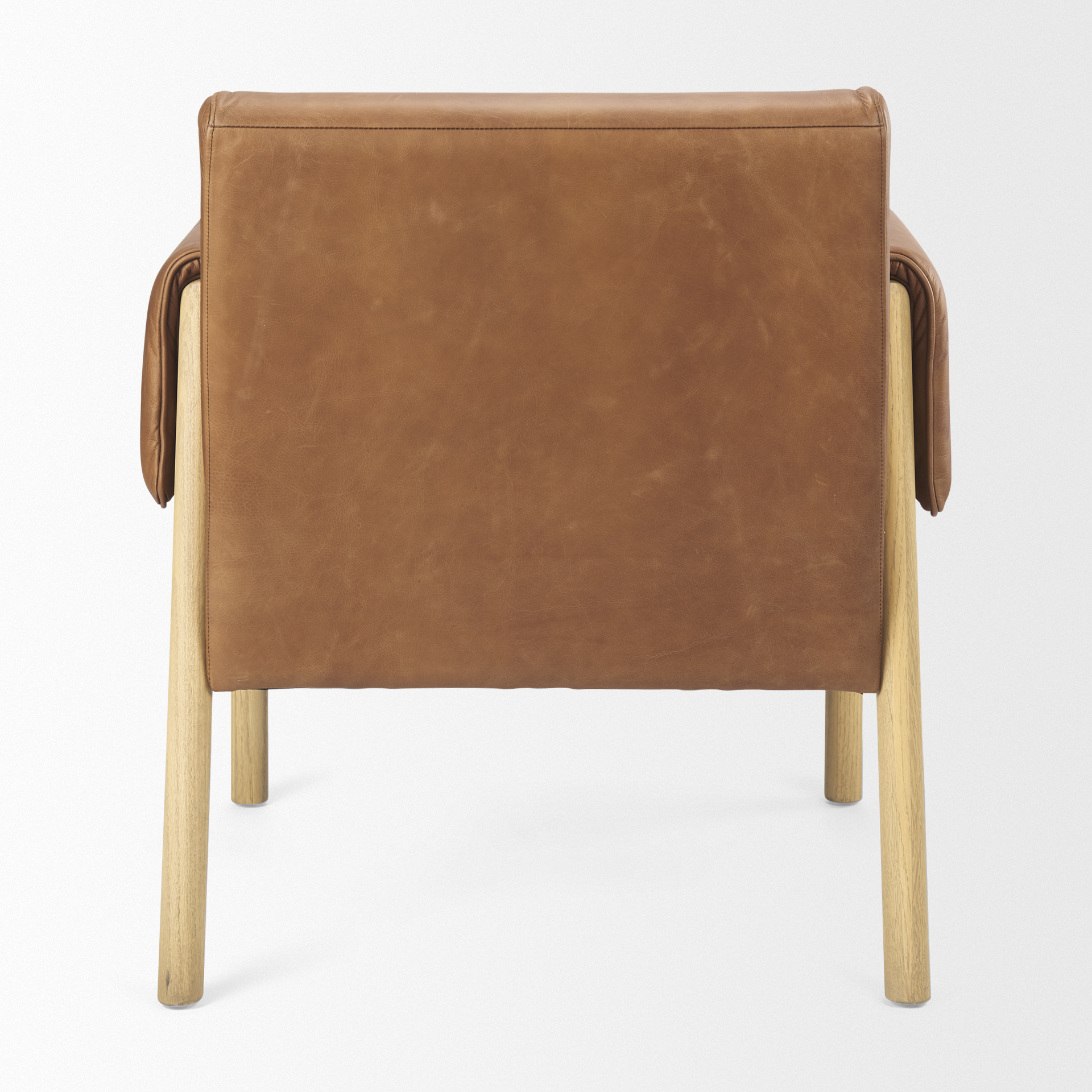 ashton brown leather w/ light wood accent chair