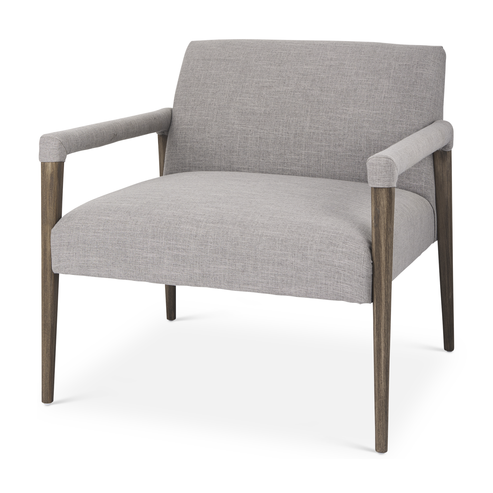 palisades gray fabric w/ brown wood frame accent chair