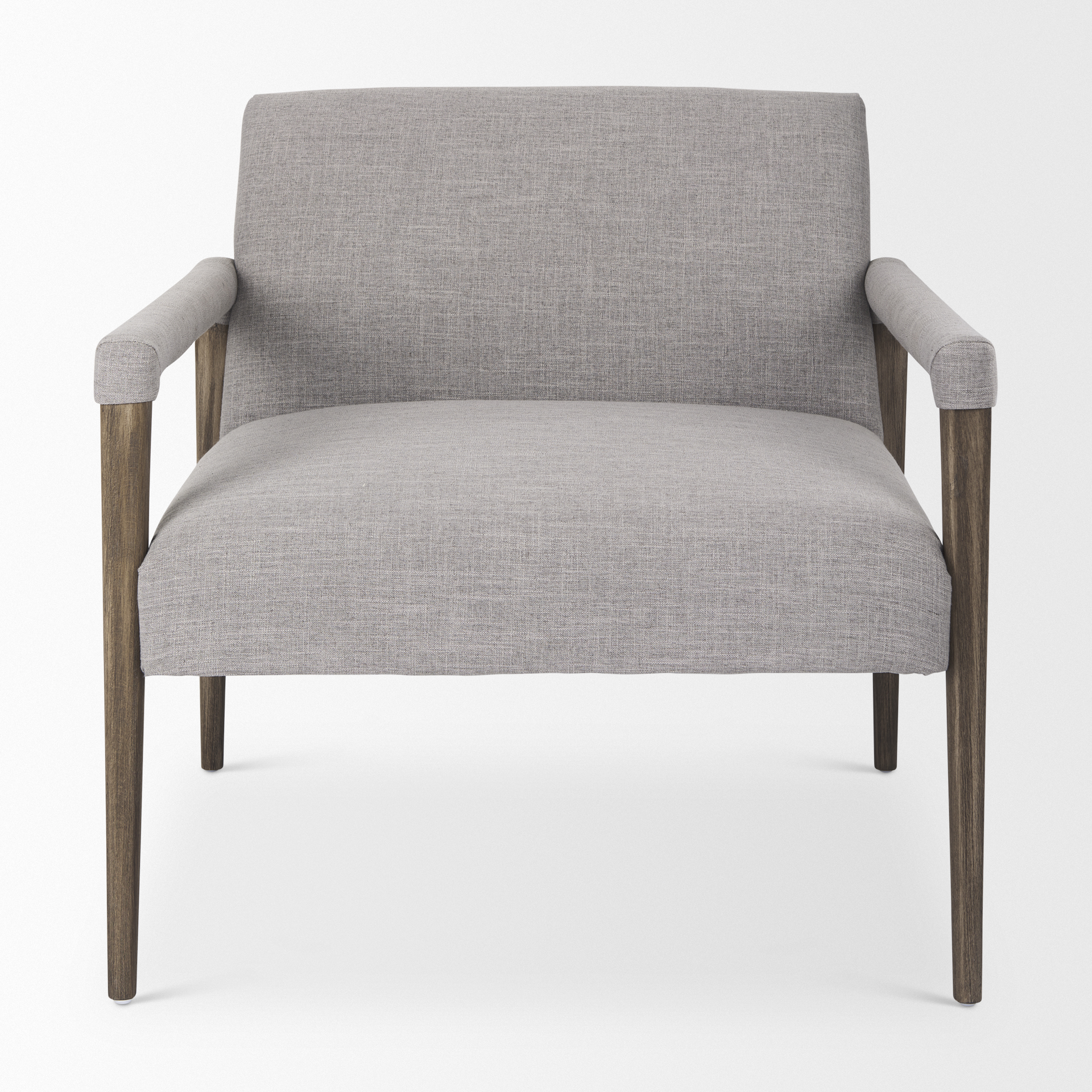 palisades gray fabric w/ brown wood frame accent chair