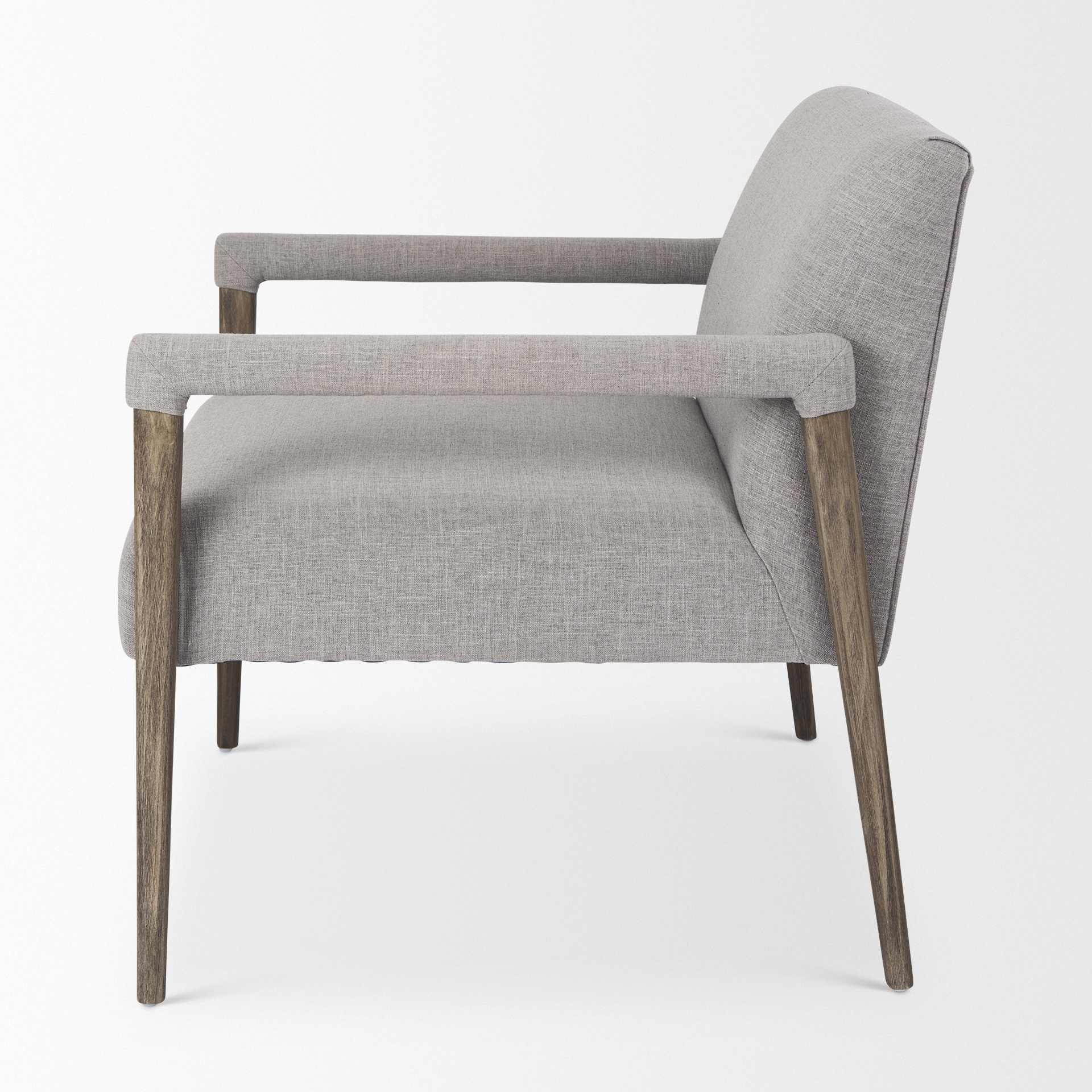 palisades gray fabric w/ brown wood frame accent chair