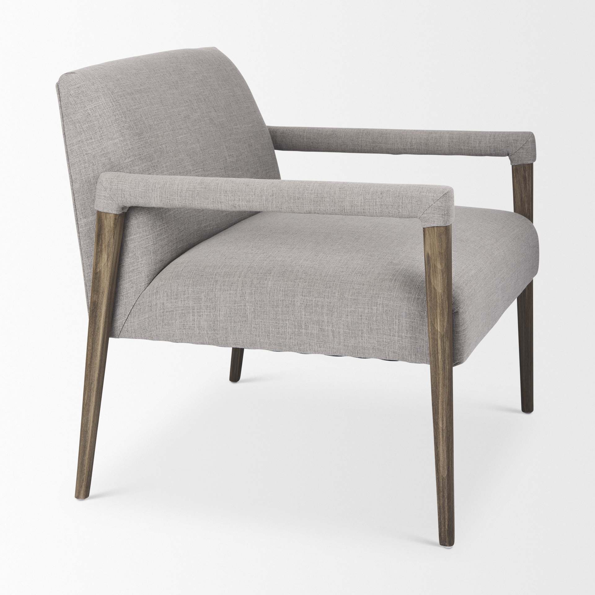 palisades gray fabric w/ brown wood frame accent chair
