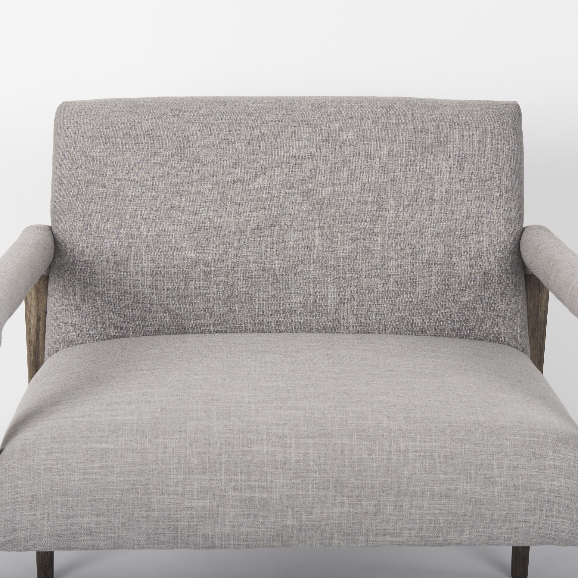 palisades gray fabric w/ brown wood frame accent chair