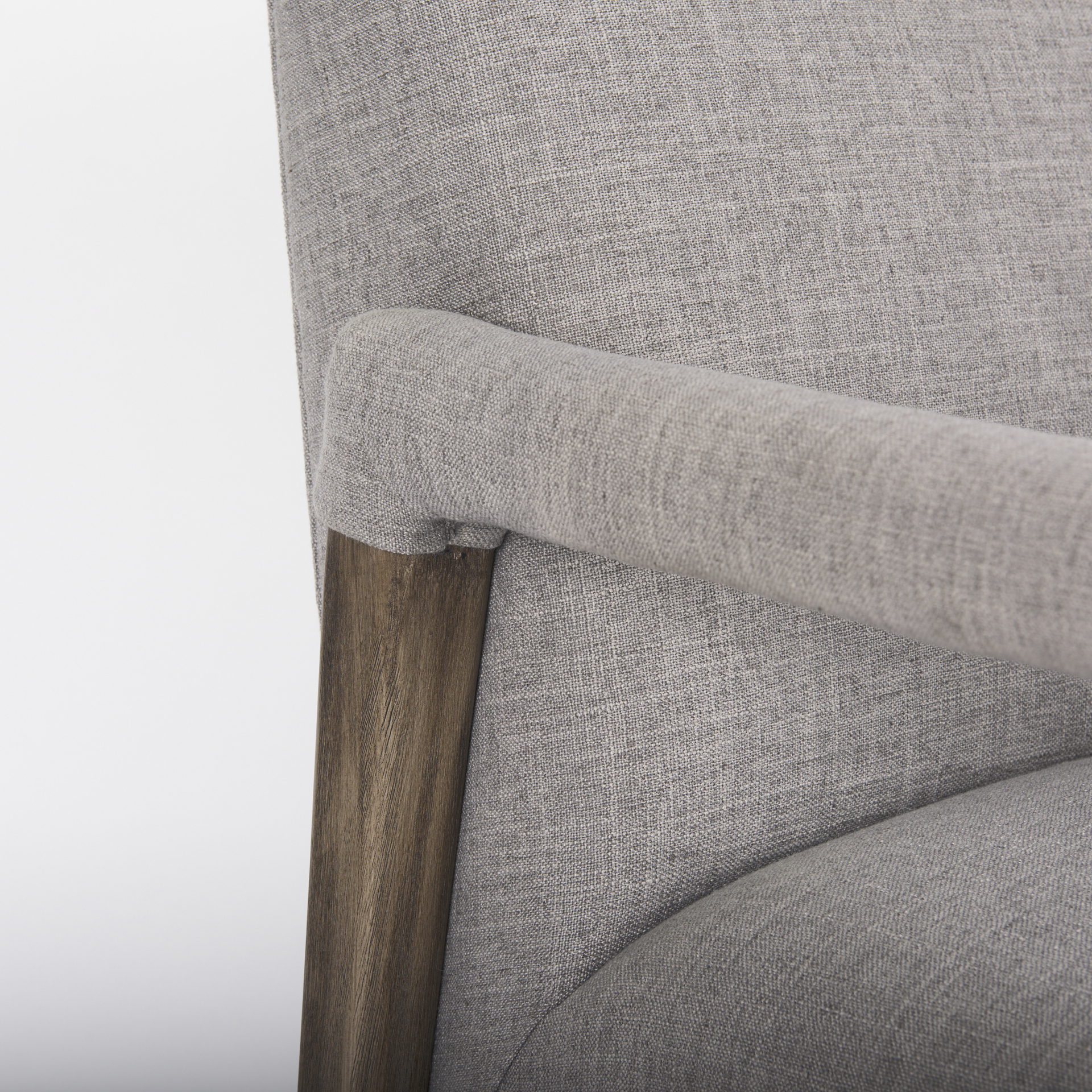 palisades gray fabric w/ brown wood frame accent chair
