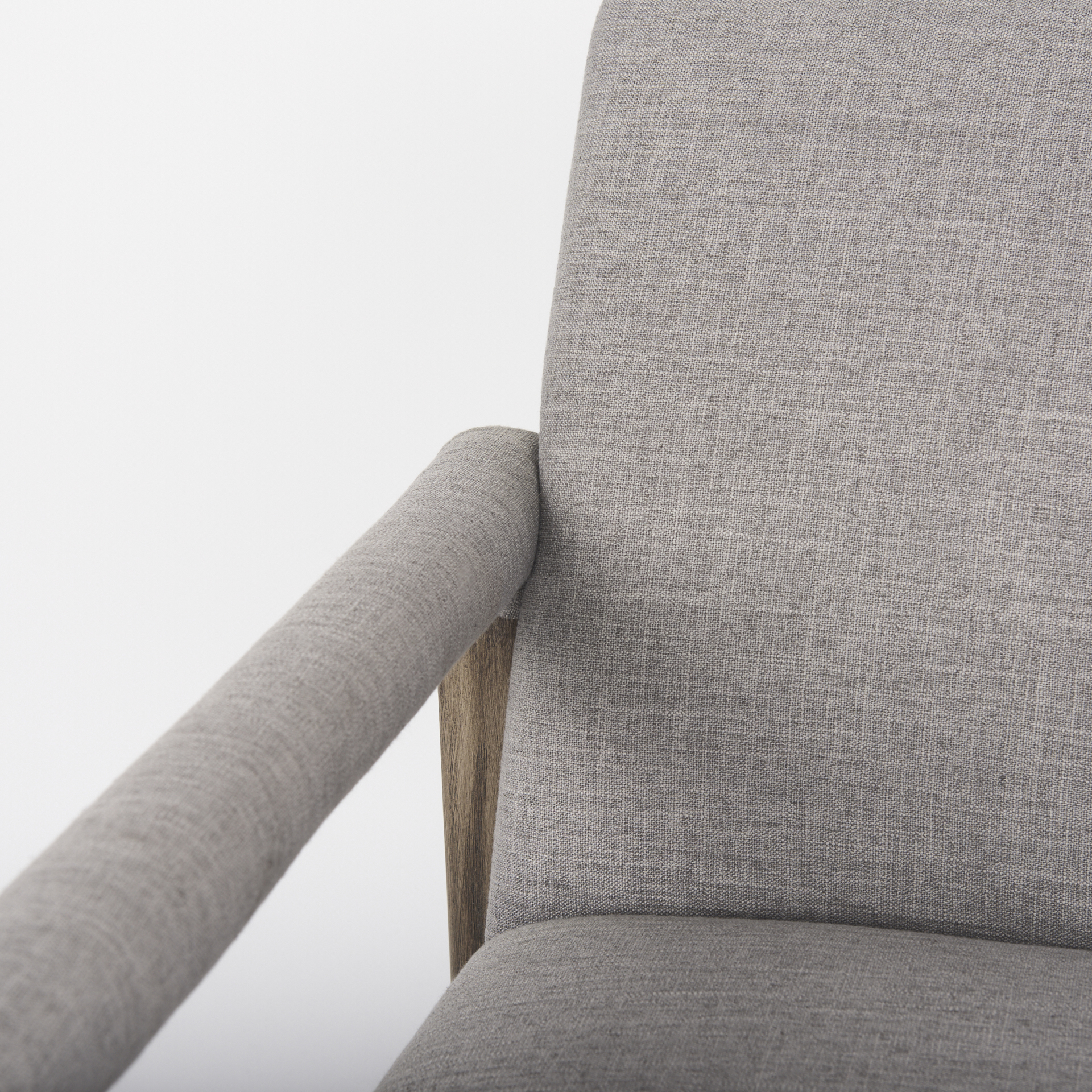 palisades gray fabric w/ brown wood frame accent chair
