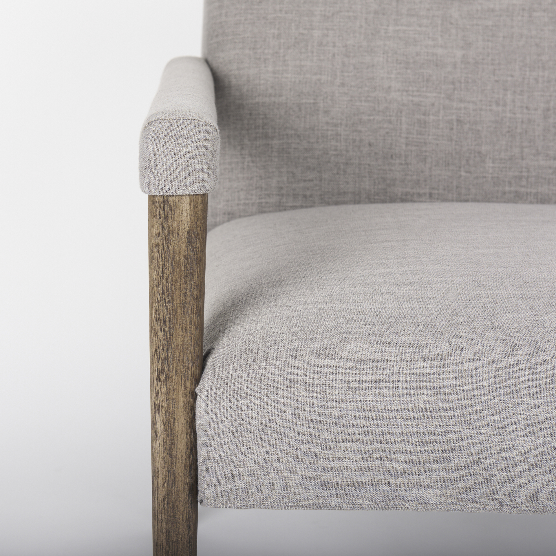 palisades gray fabric w/ brown wood frame accent chair