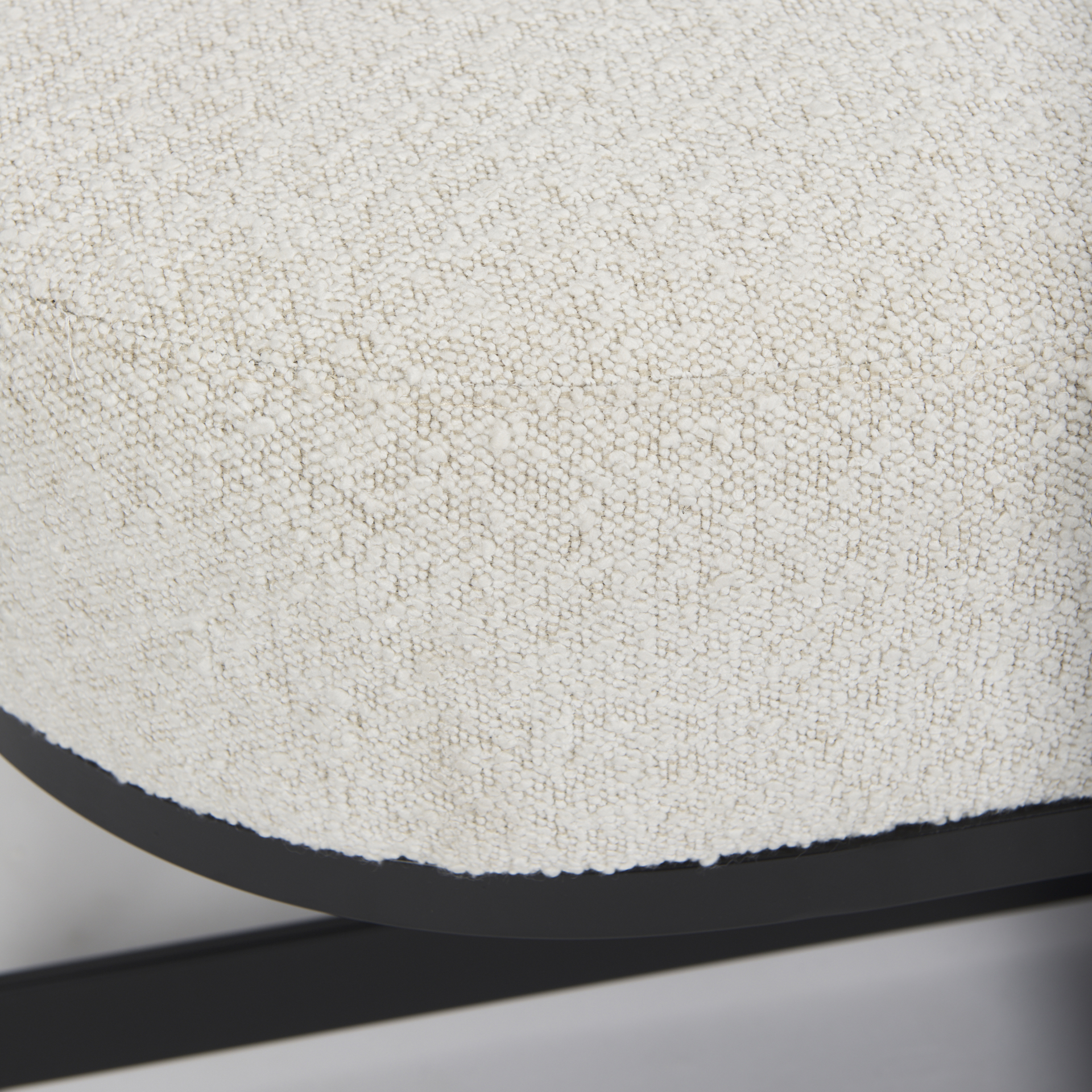 amelia 55.0l x 18.0w x 18.0h cream boucle w/black metal upholstered bench