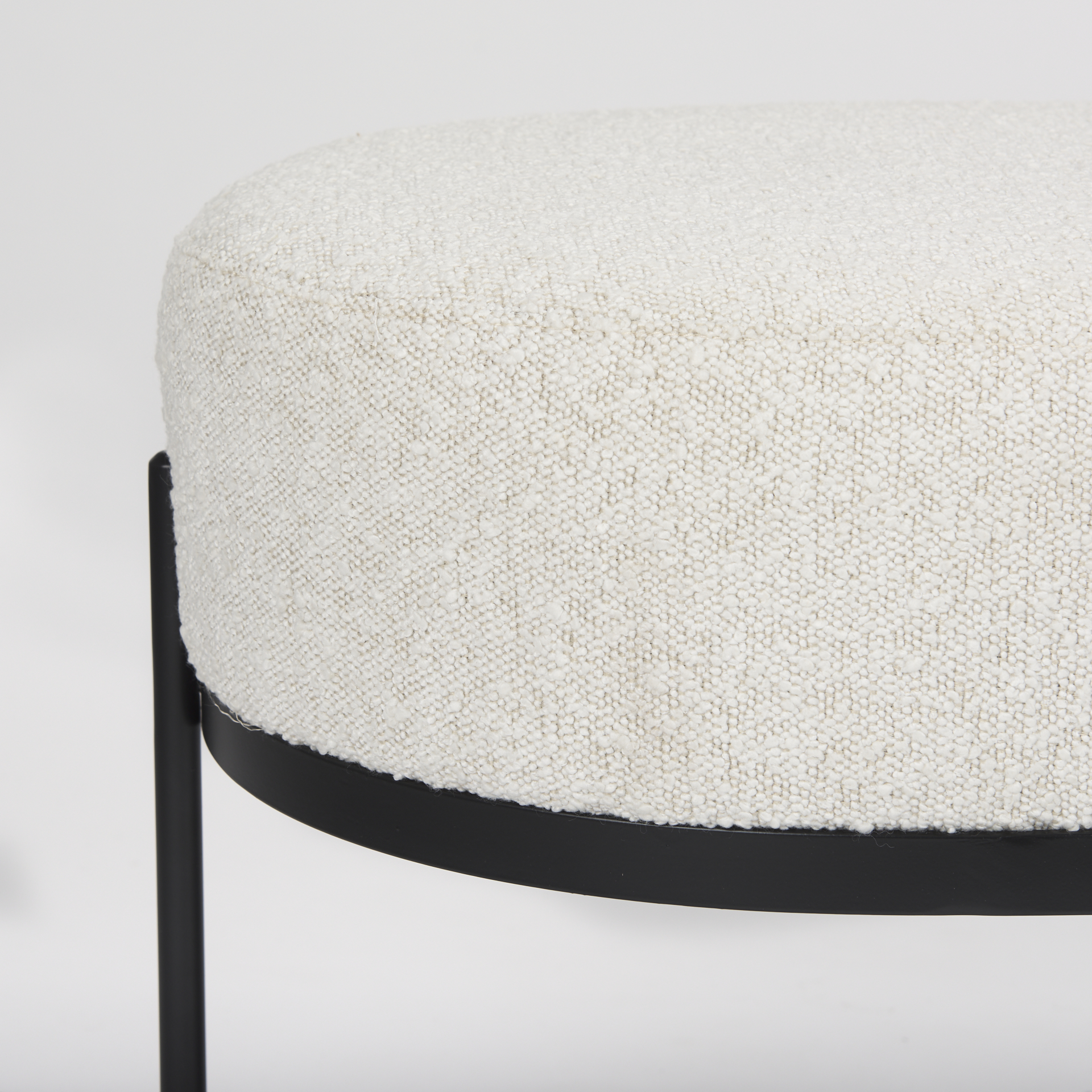 amelia 55.0l x 18.0w x 18.0h cream boucle w/black metal upholstered bench