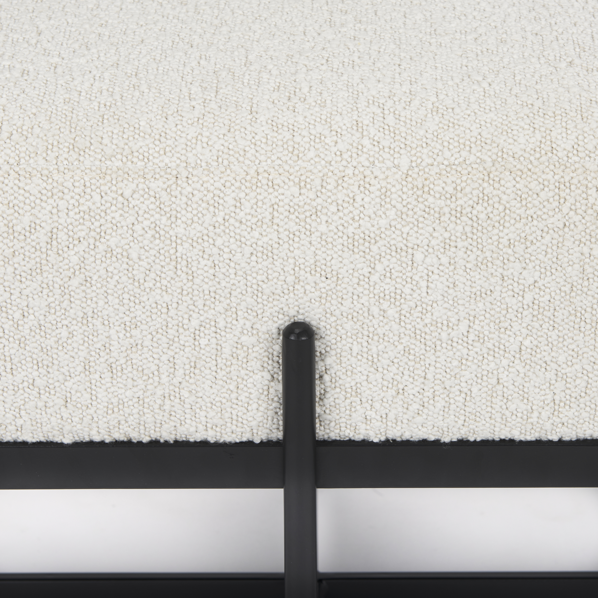 amelia 55.0l x 18.0w x 18.0h cream boucle w/black metal upholstered bench