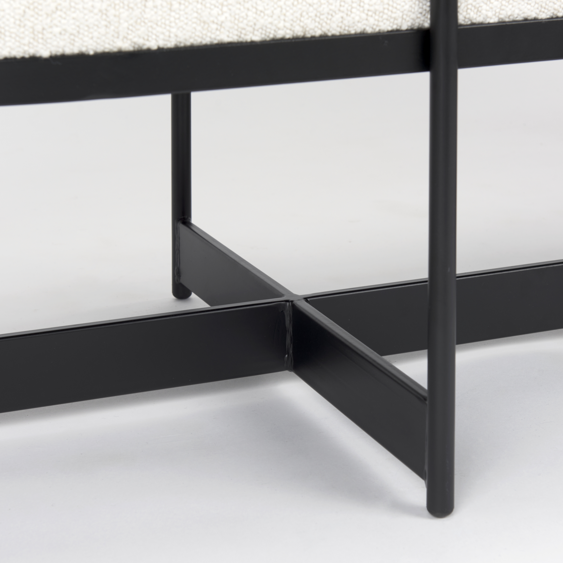 amelia 55.0l x 18.0w x 18.0h cream boucle w/black metal upholstered bench