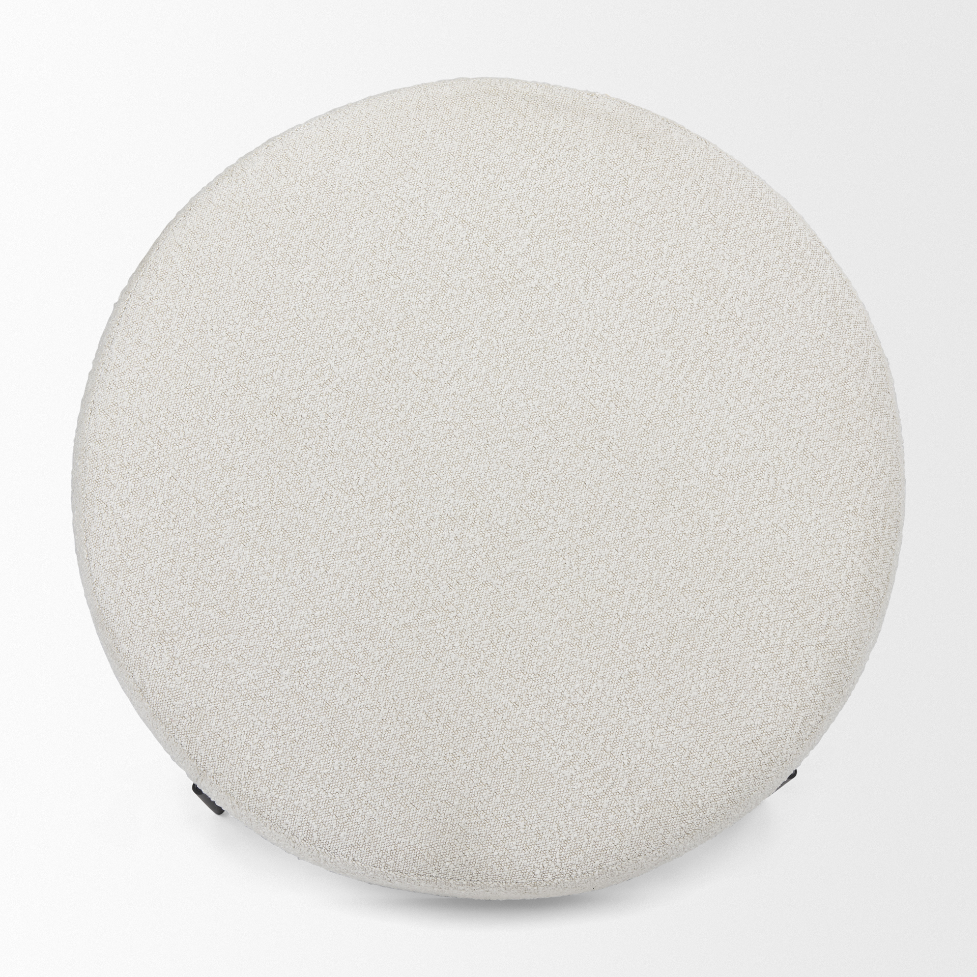 amelia 35.8l x 35.8w x 15.0h cream boucle w/black metal upholstered ottoman