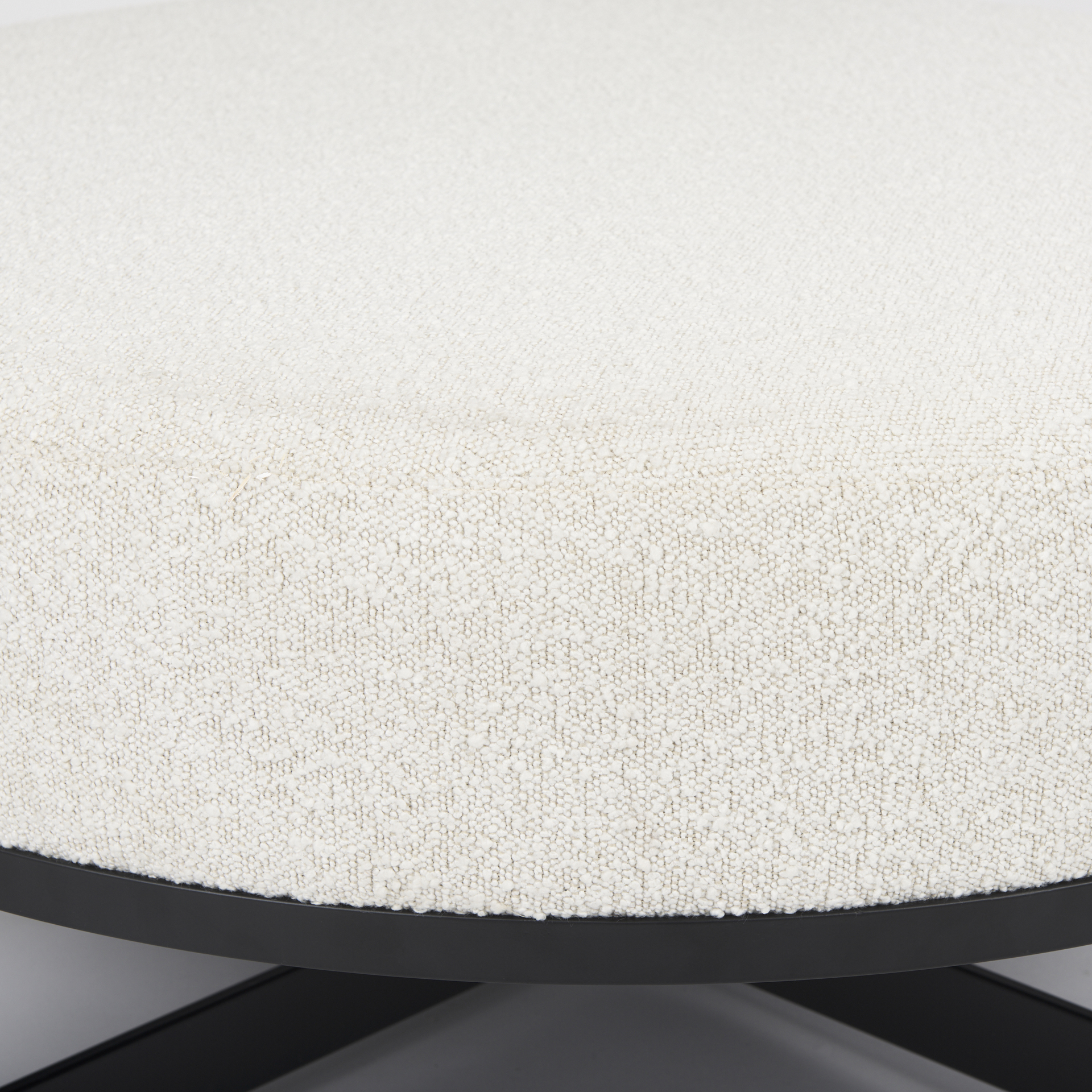amelia 35.8l x 35.8w x 15.0h cream boucle w/black metal upholstered ottoman