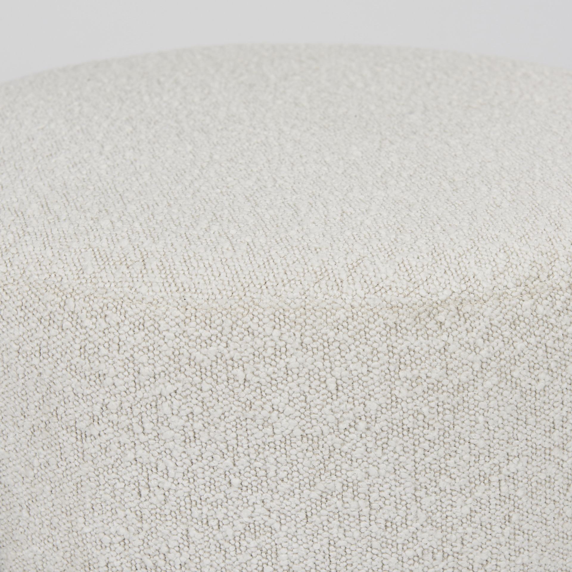 amelia cream boucle w/black metal upholstered pouf