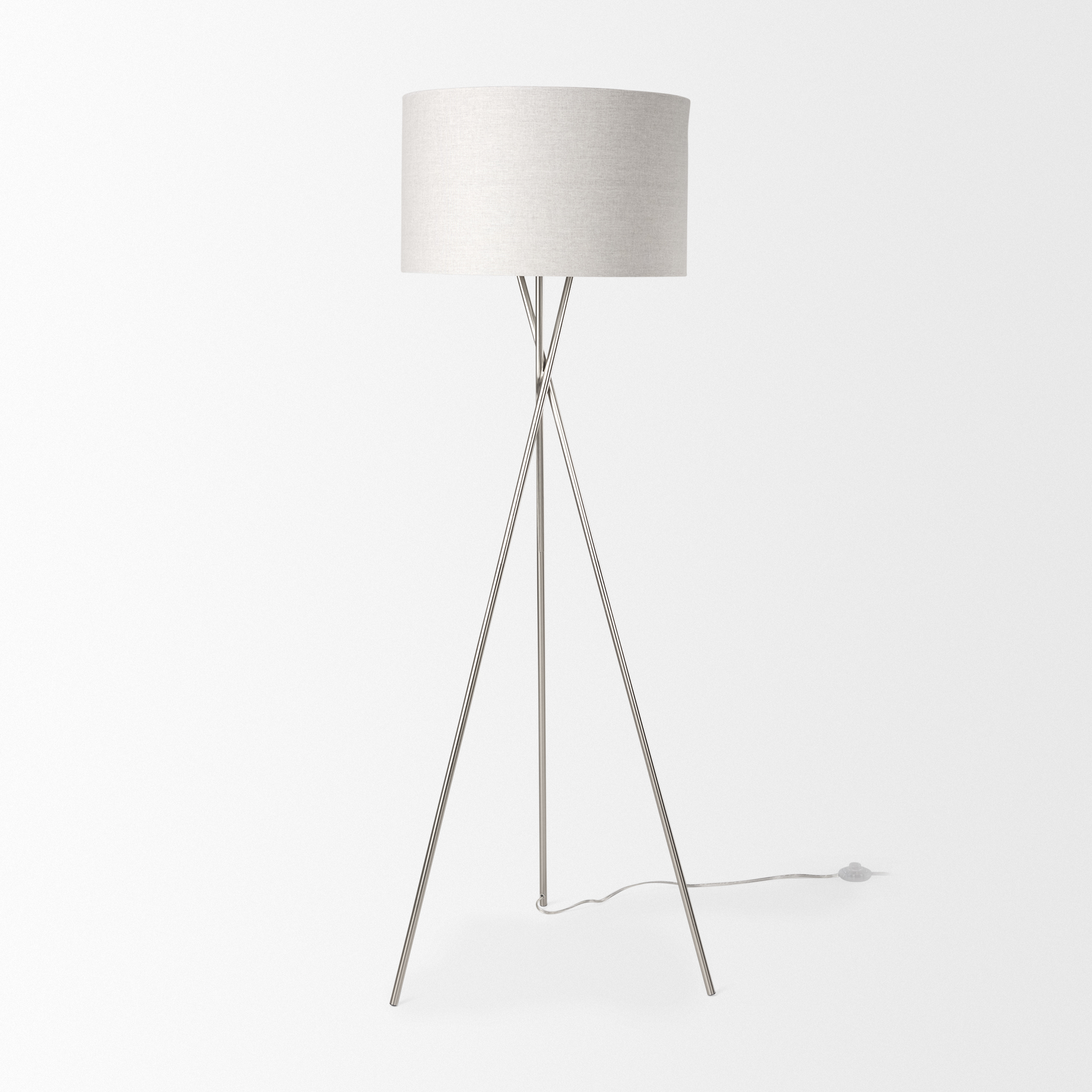 ambrose 20.0l x 20.0w x 61.8h silver metal w/beige fabric shade floor lamp