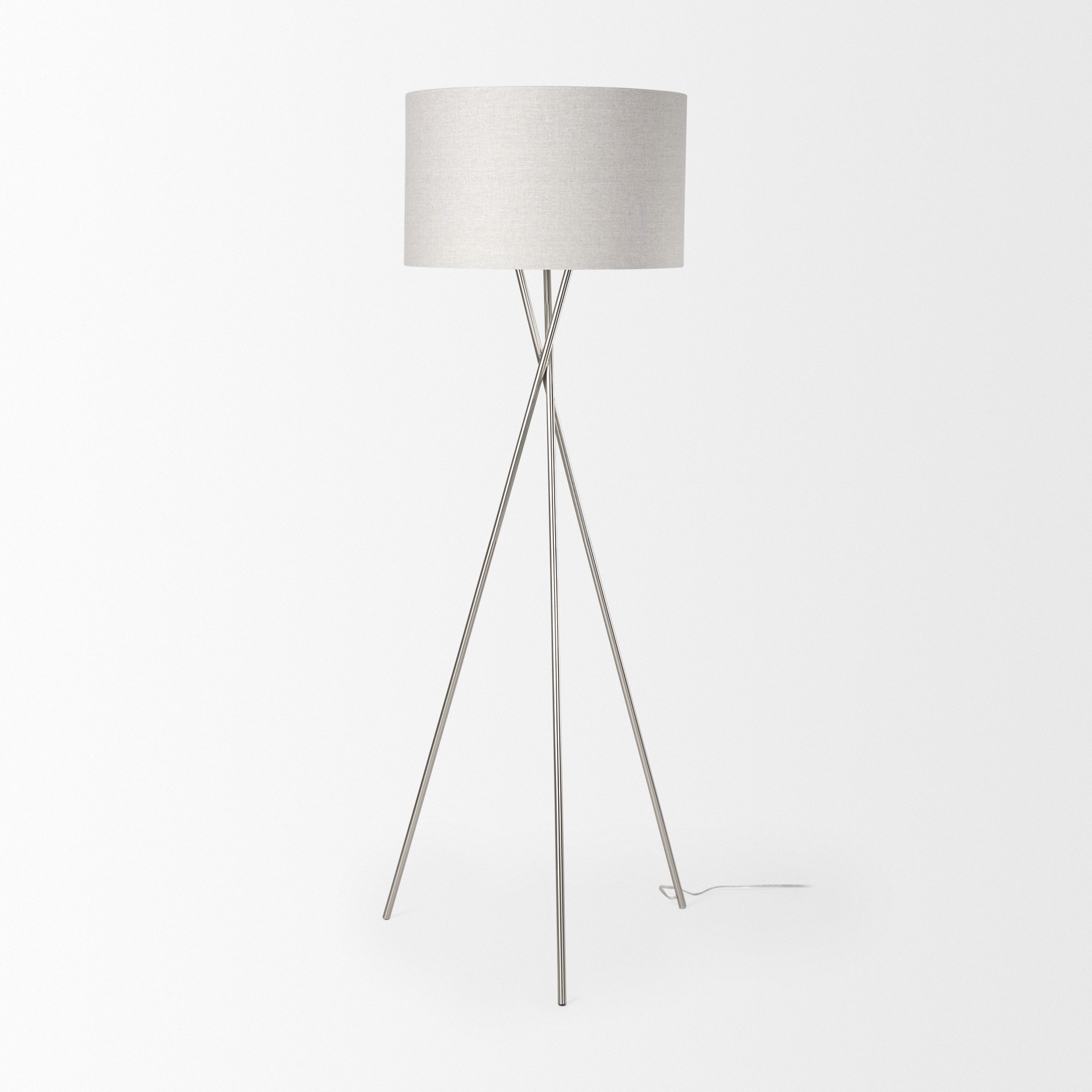 ambrose 20.0l x 20.0w x 61.8h silver metal w/beige fabric shade floor lamp