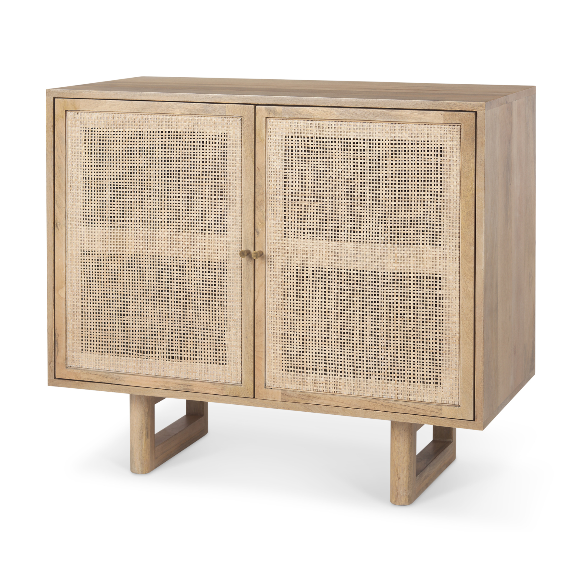 grier 36l x 18w x 31h light brown wood w/ cane 2 door accent cabinet