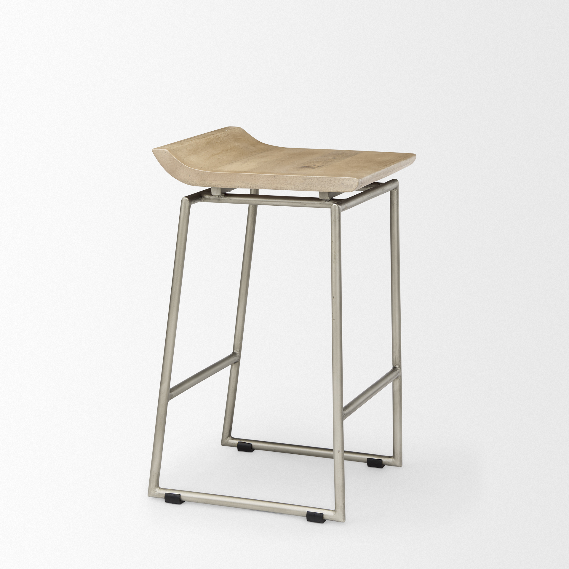 givens 14.0l x 15.8w x 25.8h brown wood w/silver metal frame counter stool