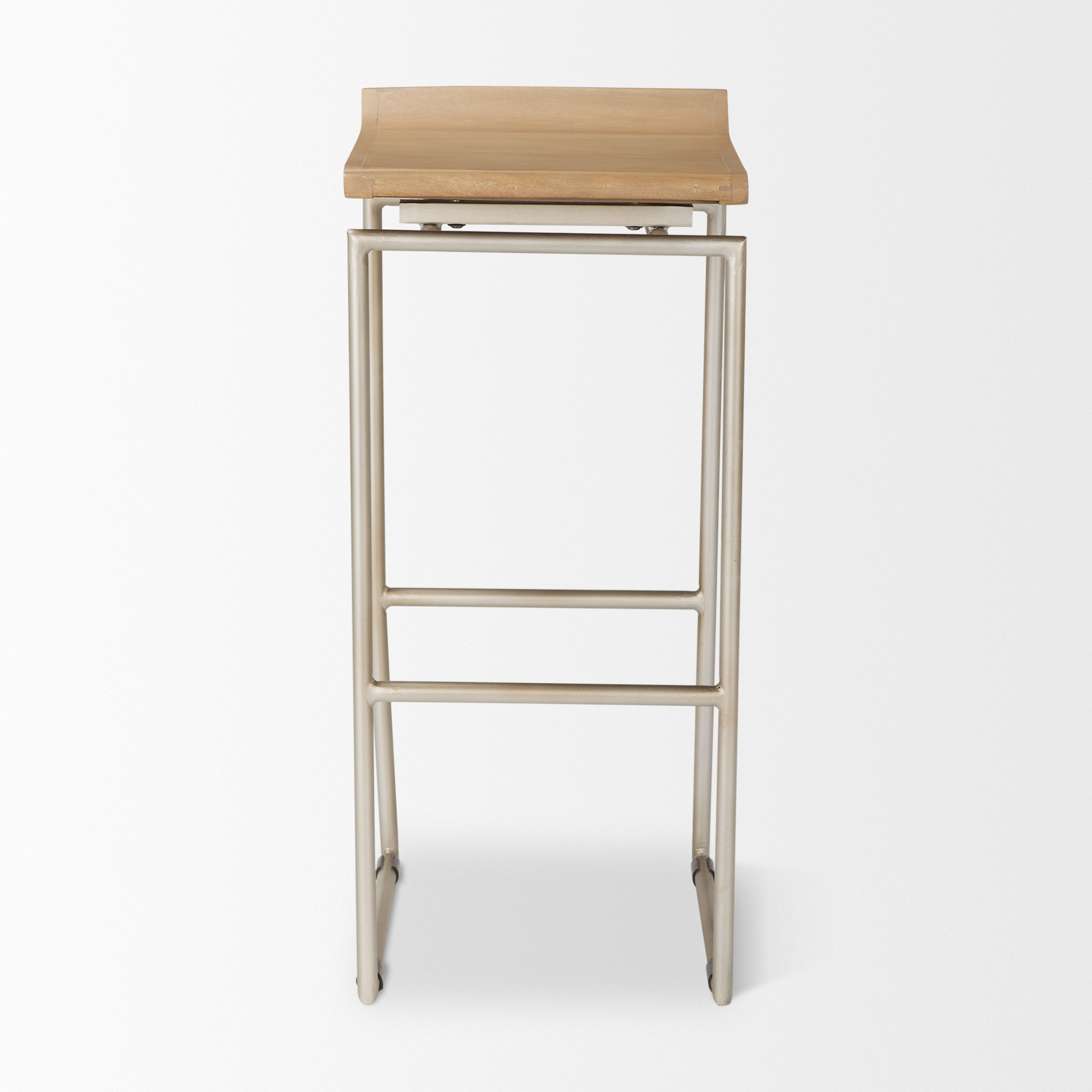 givens 14.0l x 15.8w x 31.8h brown wood w/silver metal frame bar stool